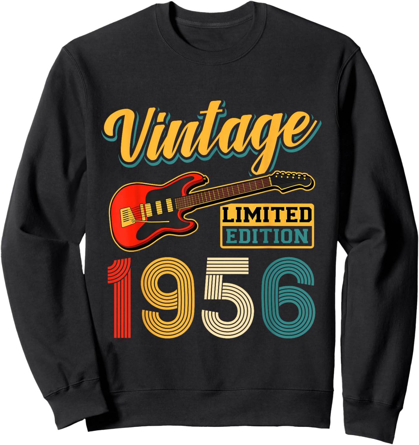 Guitare Vintage 1956 Édition limitée Année de Naissance Anniversaire Sweatshirt - Sweatshirt | Black