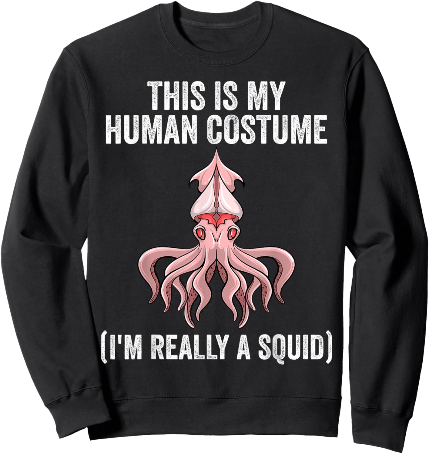 Best Squid Art For Kids Men Women Adult Octopus Lover Squid Sweatshirt - Sweatshirt | Black