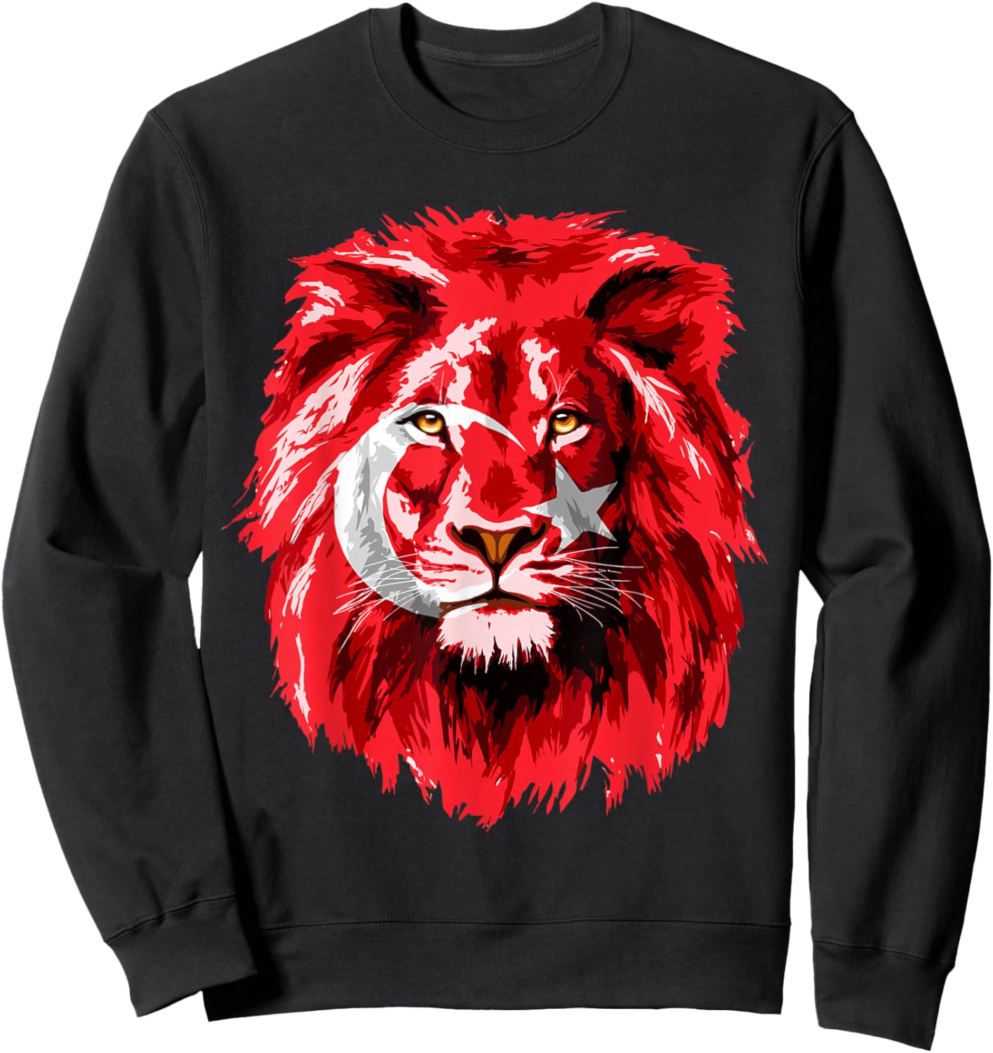 Turkey Flag with Lion Face Turkish Türkiye Flag Sweatshirt - Sweatshirt | Black