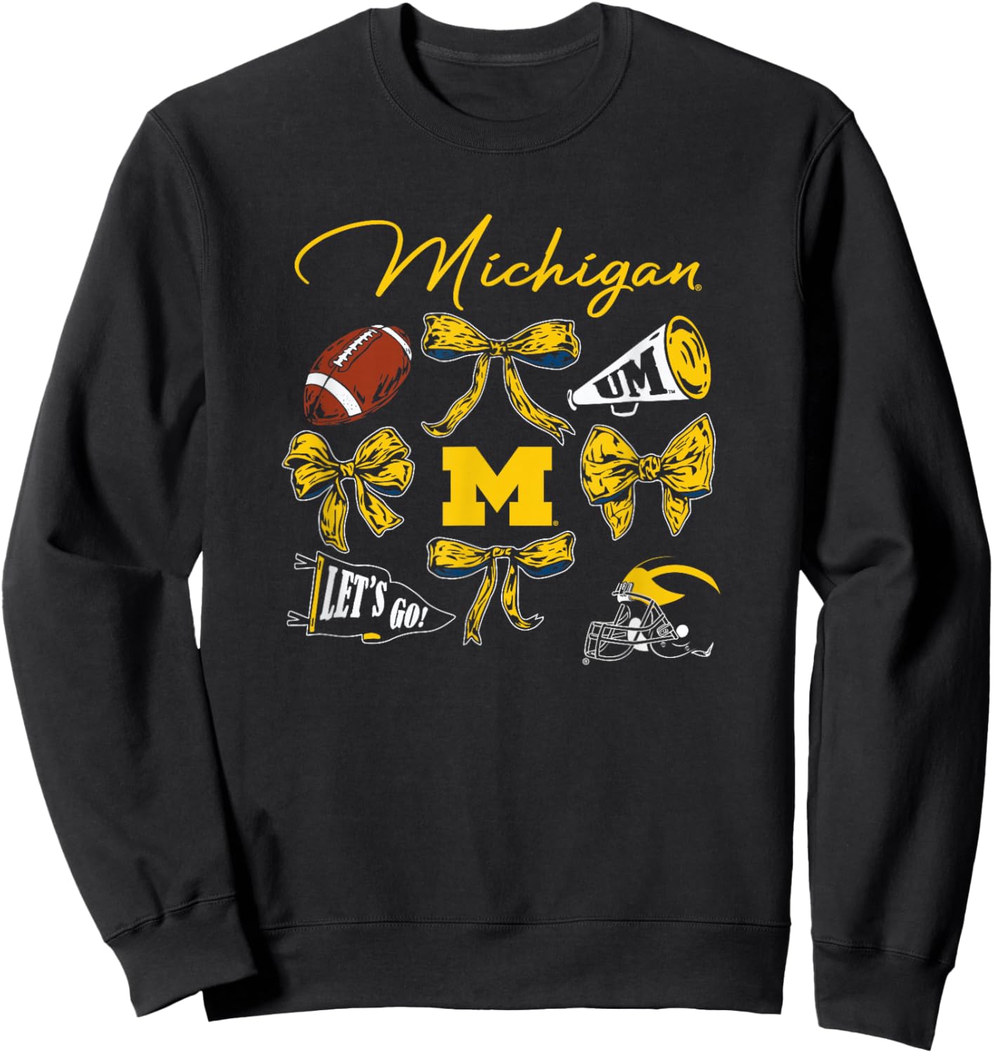 Michigan Wolverines Football Bow Navy Officially Licensed Sweatshirt - Sweatshirt | Black