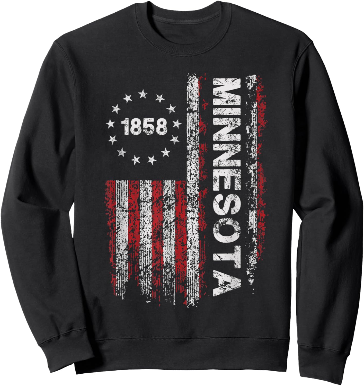 1858 Minnesota State US Flag Vintage Women Youth Sweatshirt - Sweatshirt | Black