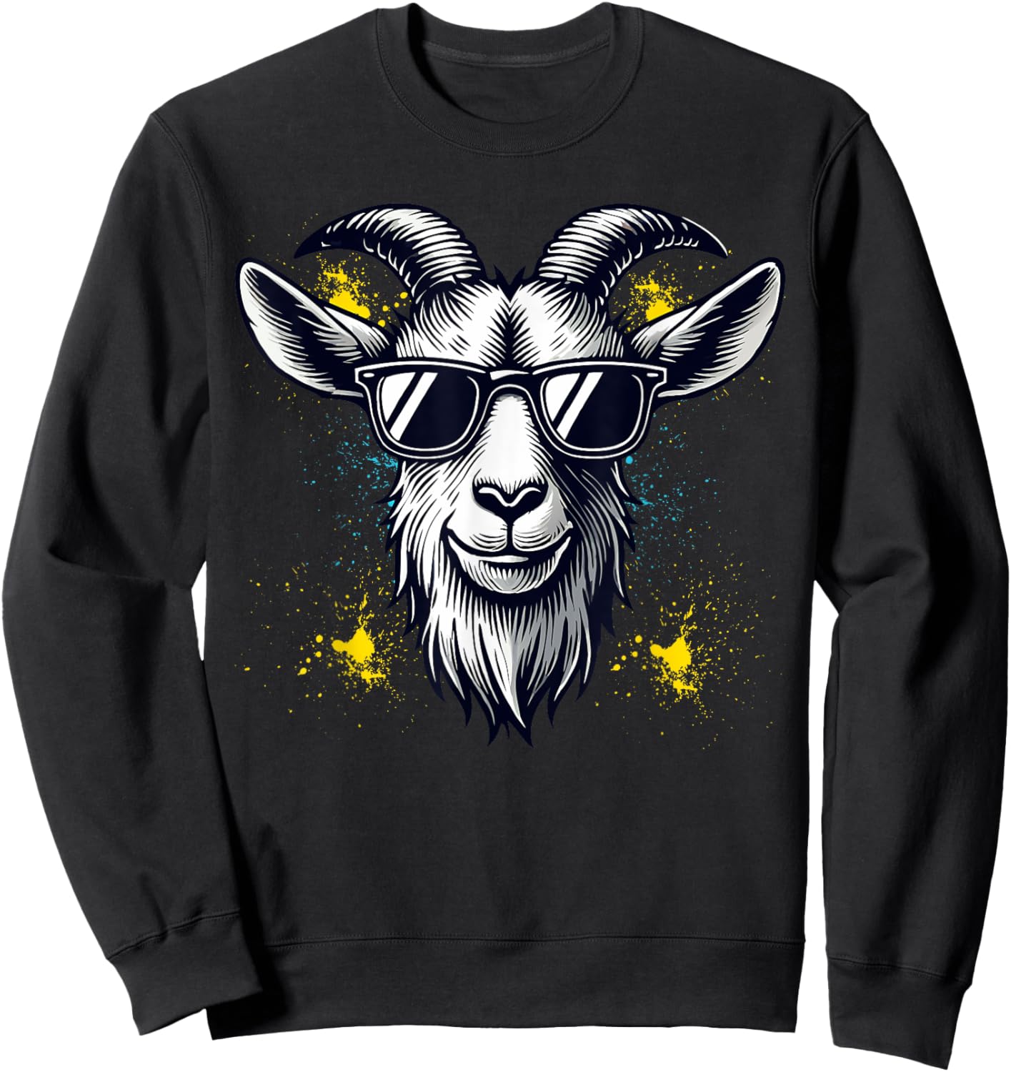 Goat Sunglasses Graphic Sweatshirt - Sweatshirt | Black