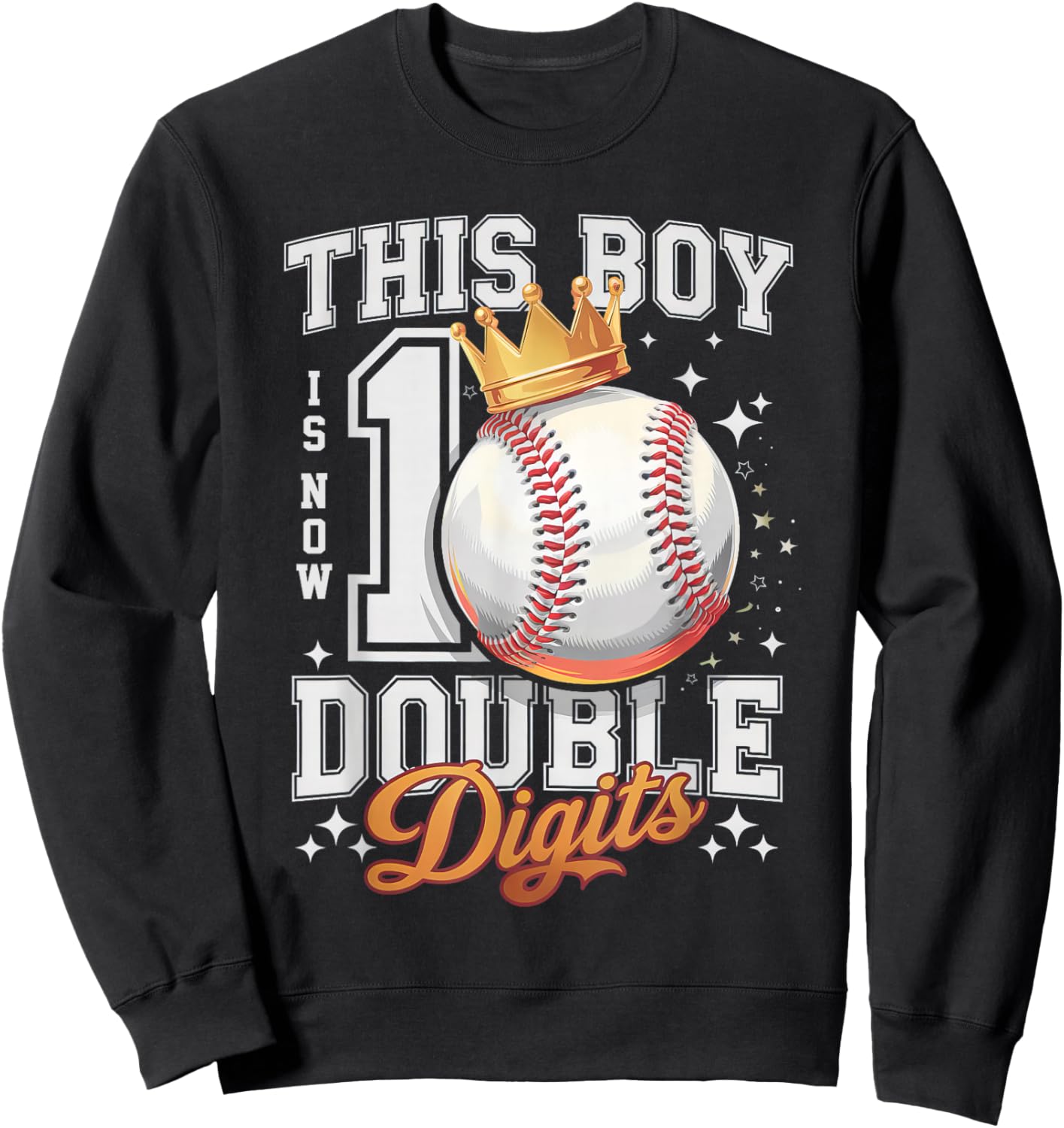 This Boy Double Digits Ten Baseball 10 Years Old Birthday Sweatshirt - Sweatshirt | Black