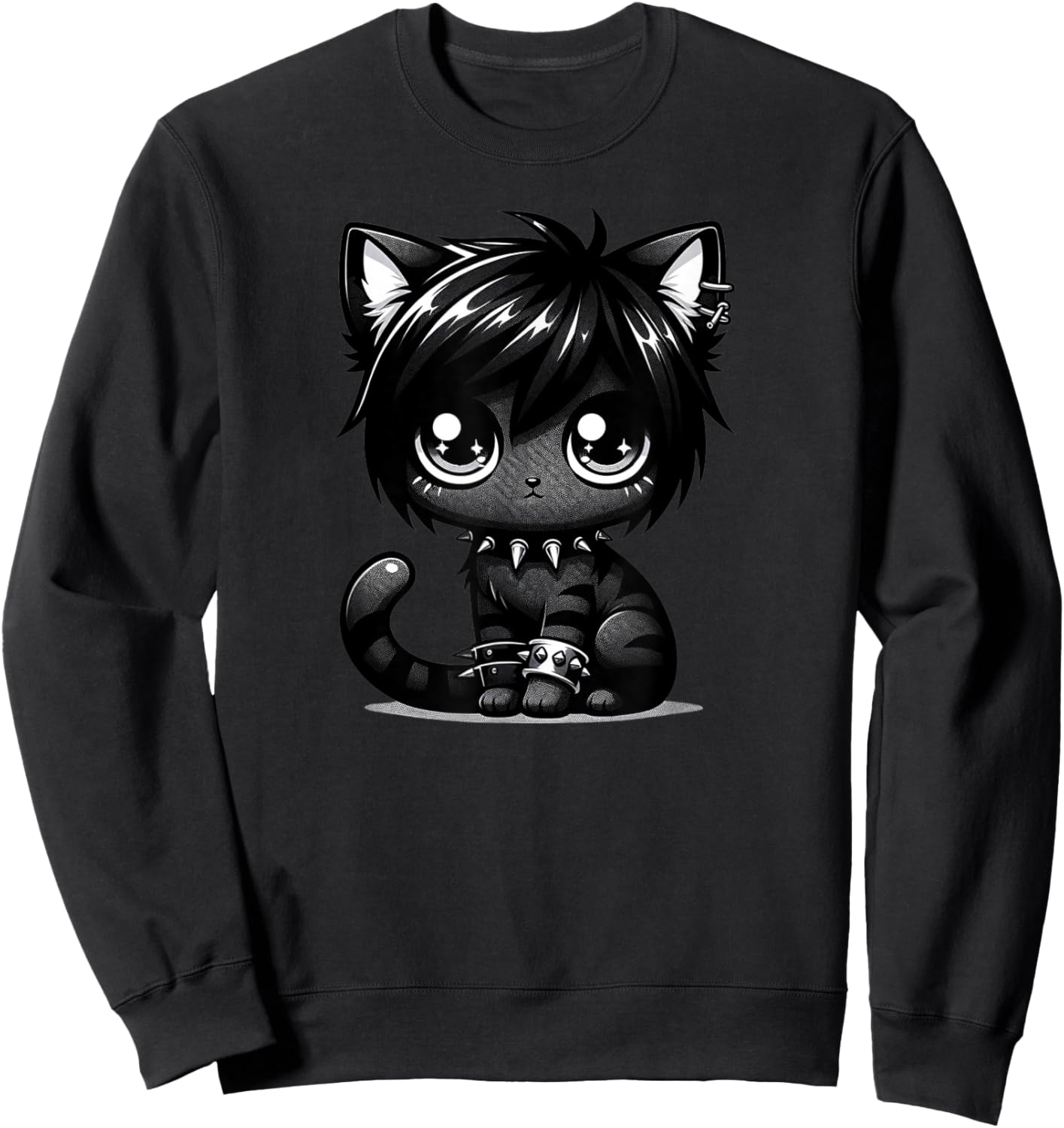 Kawaii Anime Emo Cat Kitty Kids Sweatshirt - Sweatshirt | Black