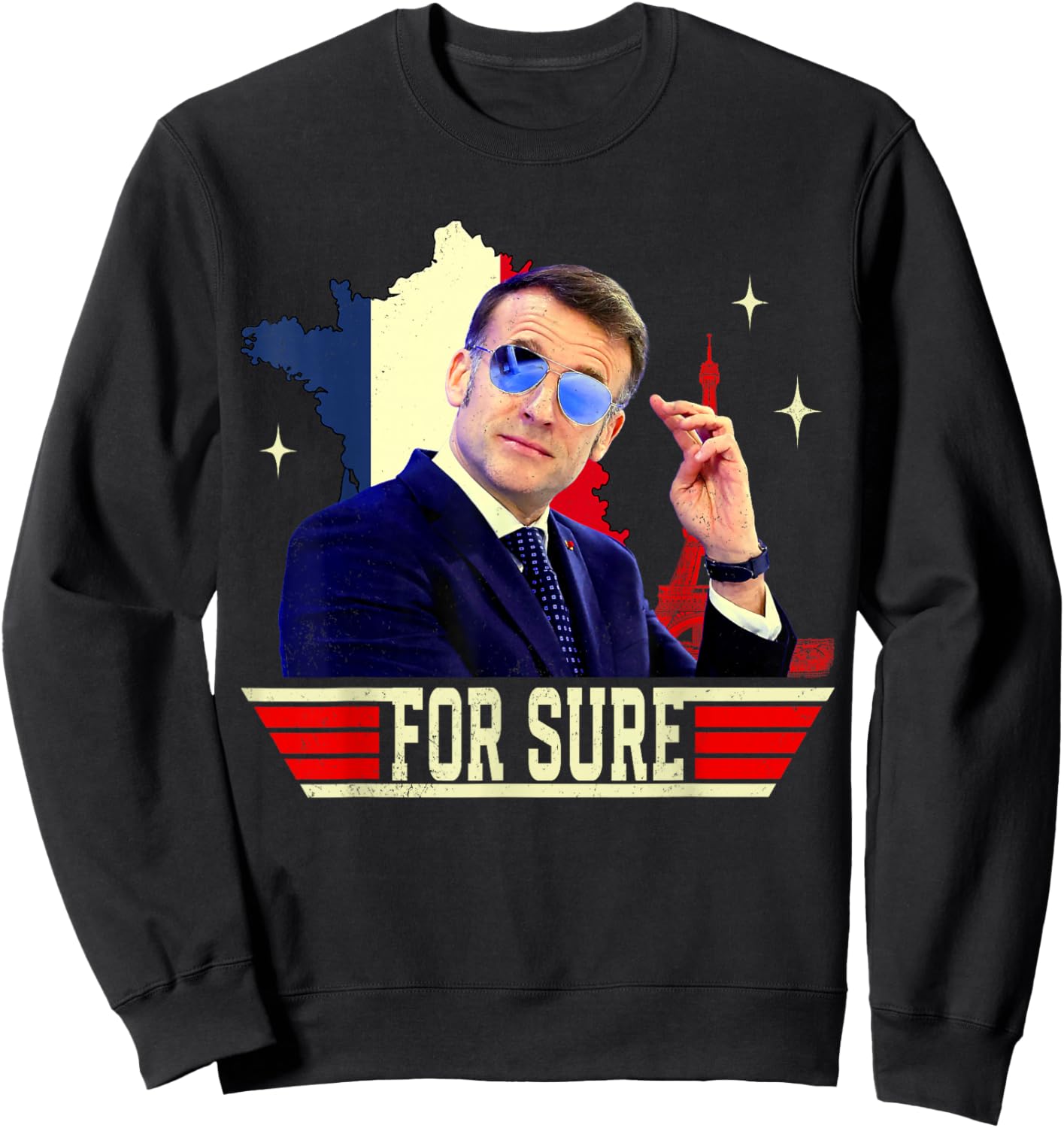 for Sure Emmanuel Macron Glasses Sweatshirt - Sweatshirt | Black