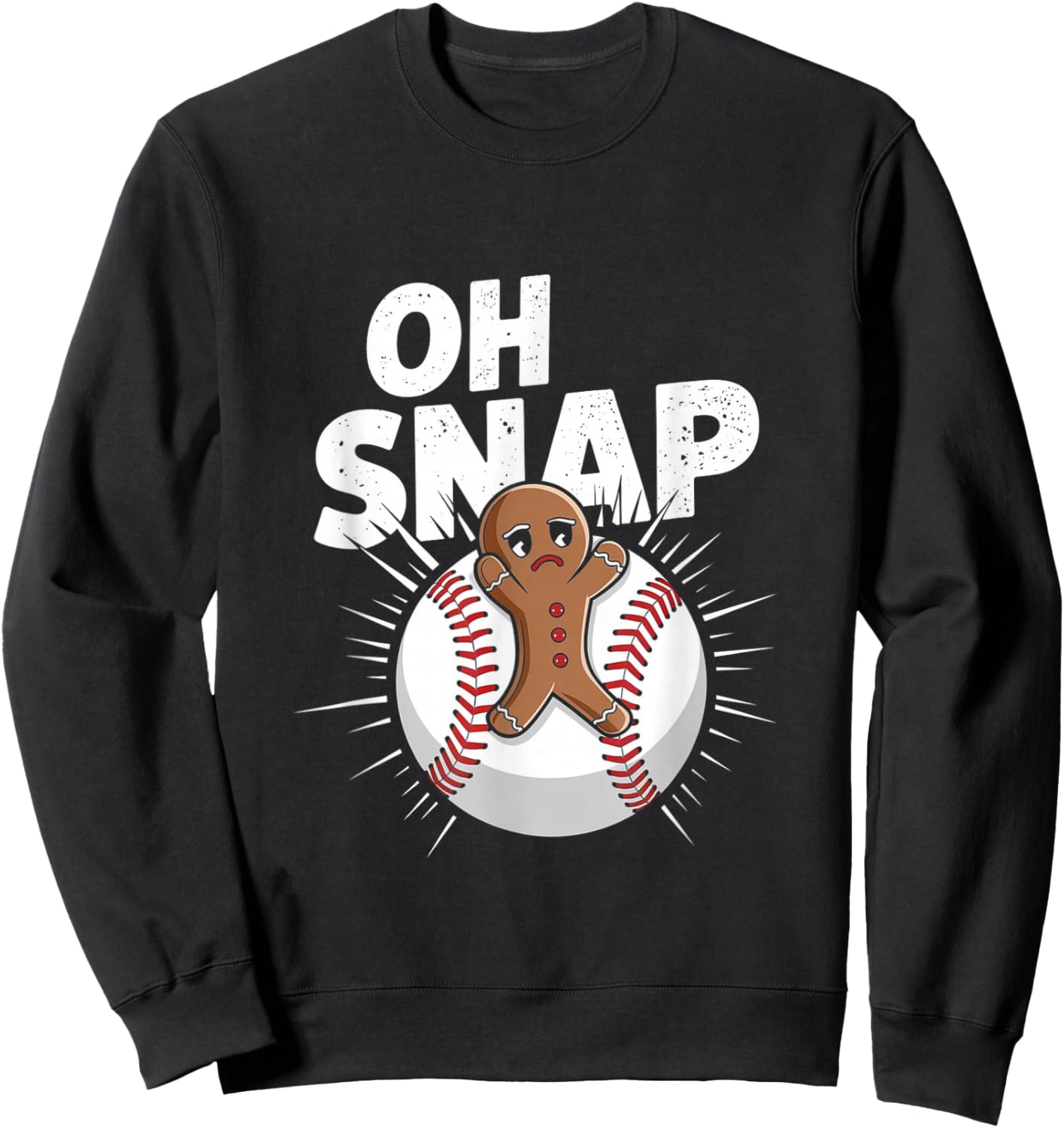 Oh Snap Christmas Baseball Gingerbread Sweatshirt - Sweatshirt | Black