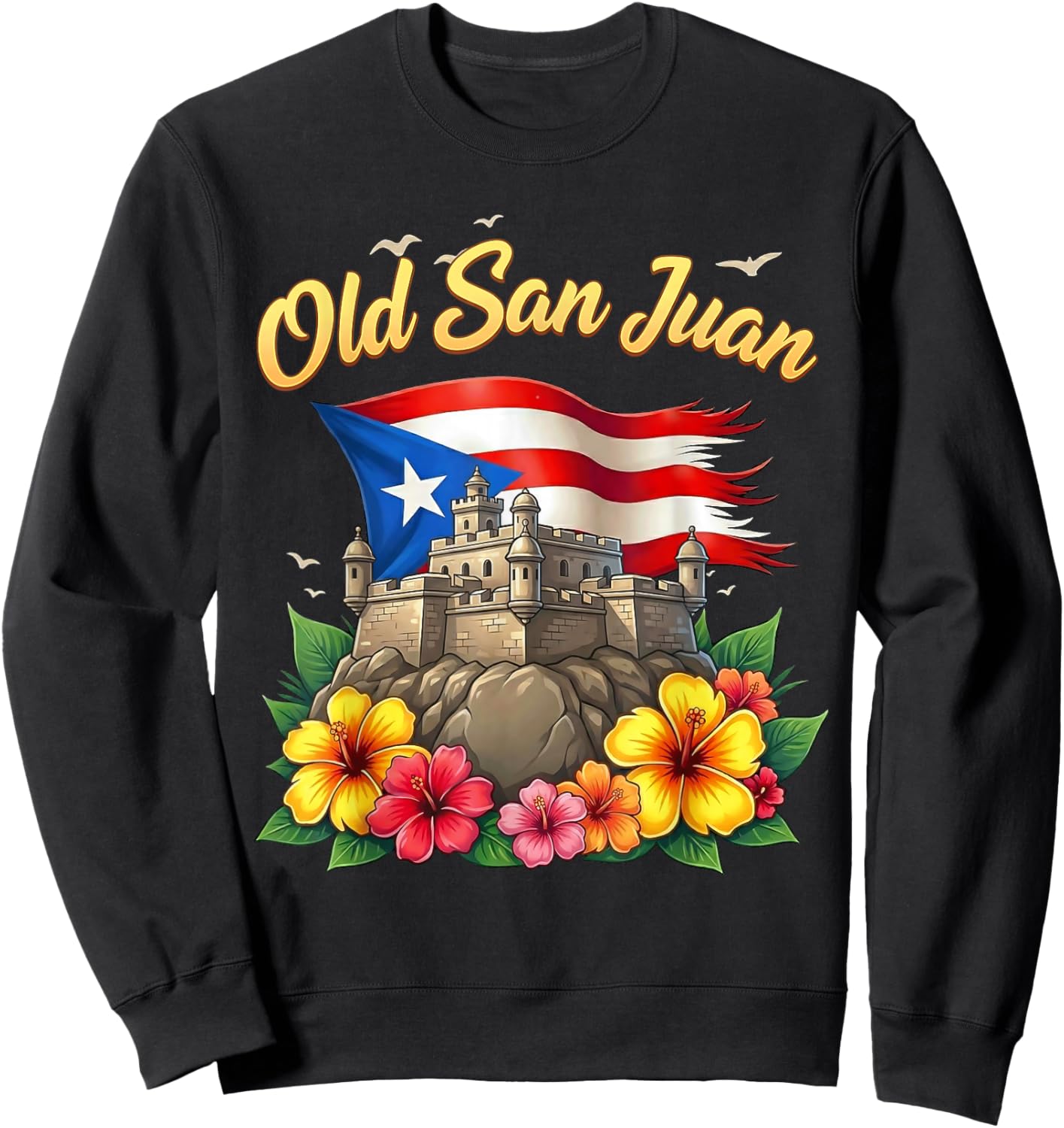 Old San Juan Puerto Rico Flag Sweatshirt - Sweatshirt | Black