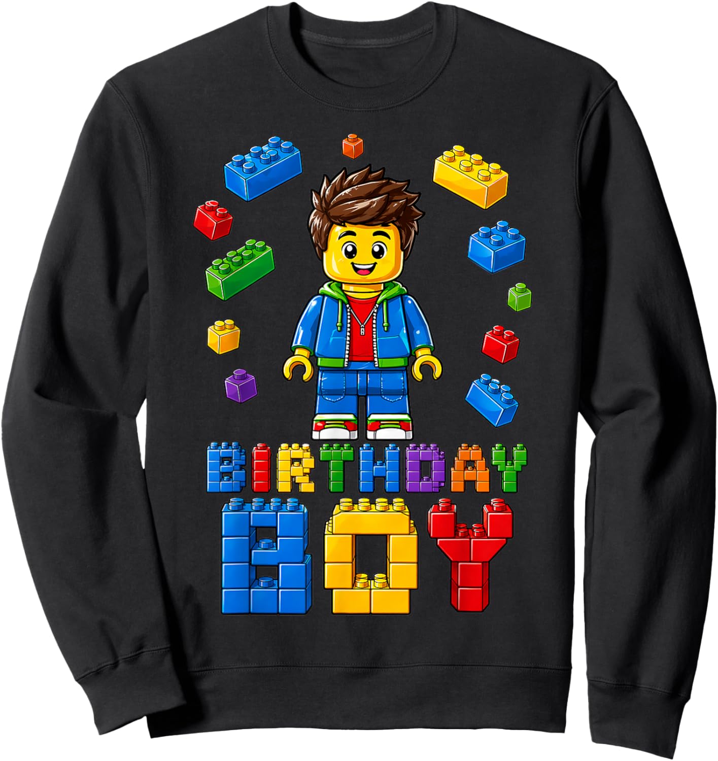 Master Builder Boy Brick Block Building Blocks Birthday Boys Sweatshirt - Sweatshirt | Black