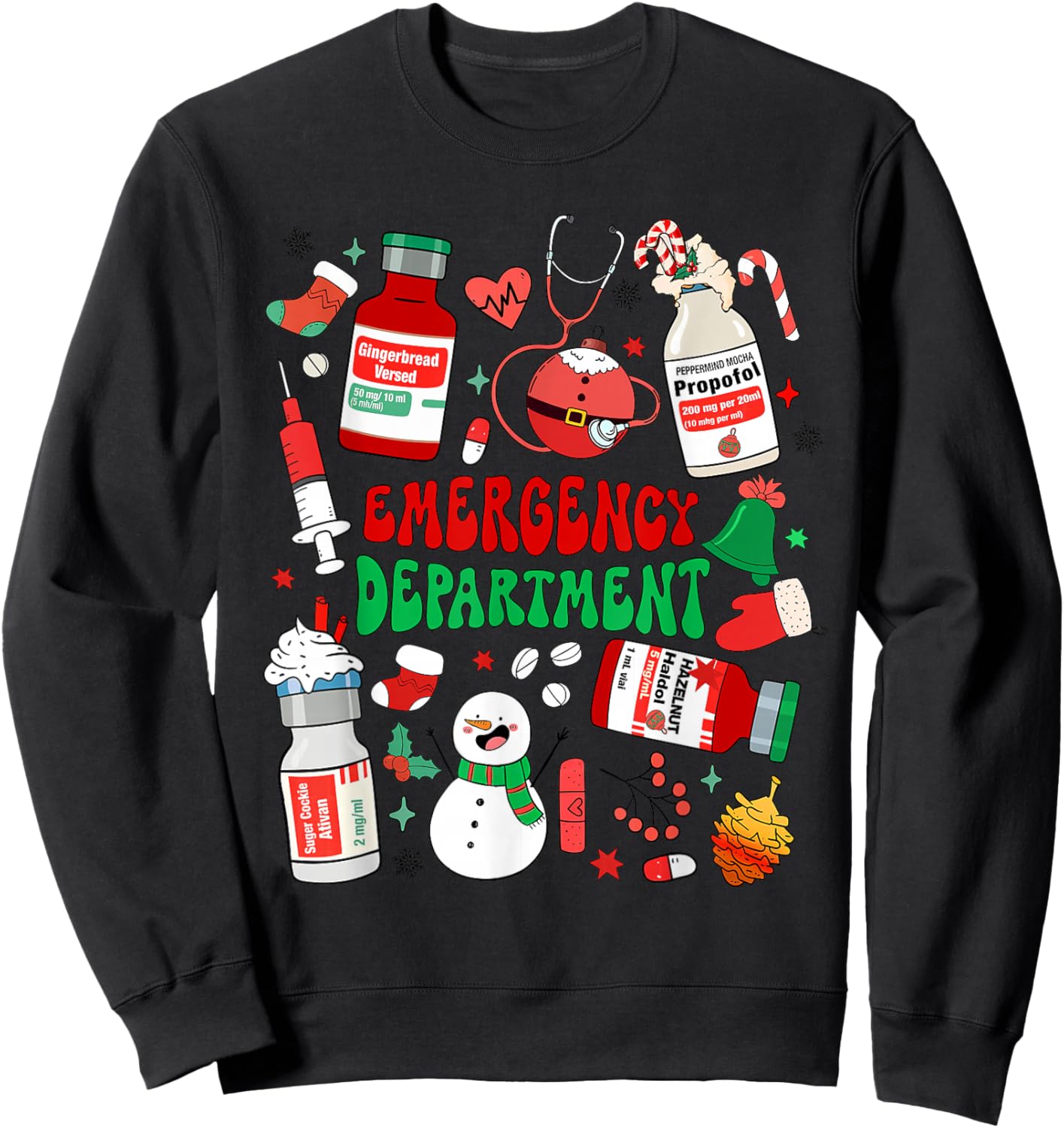 Christmas Emergency Room ER RN Nurse Department Healthcare Sweatshirt - Sweatshirt | Black