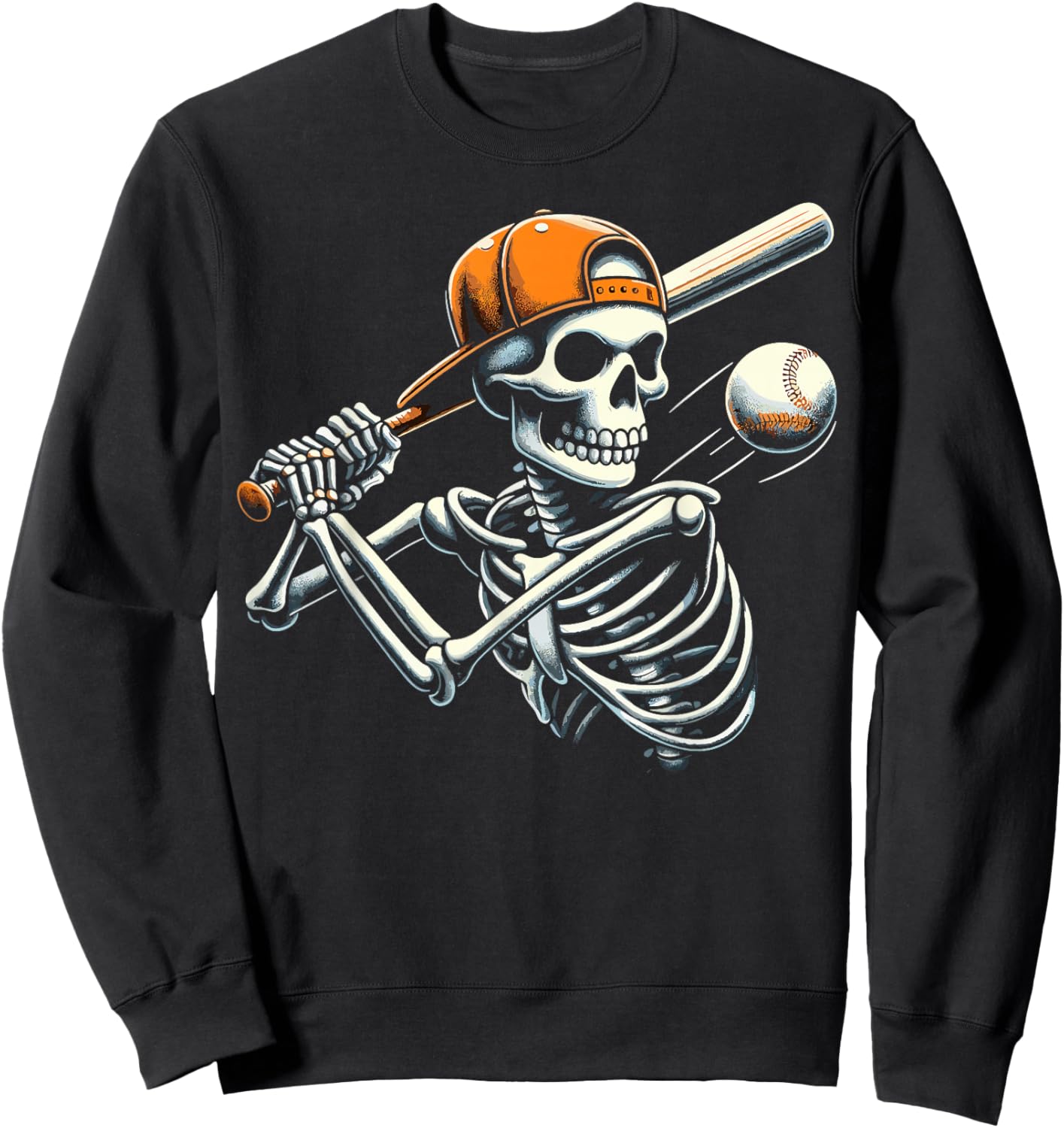 Halloween Boys Batting Skeleton Baseball Sweatshirt - Sweatshirt | Black
