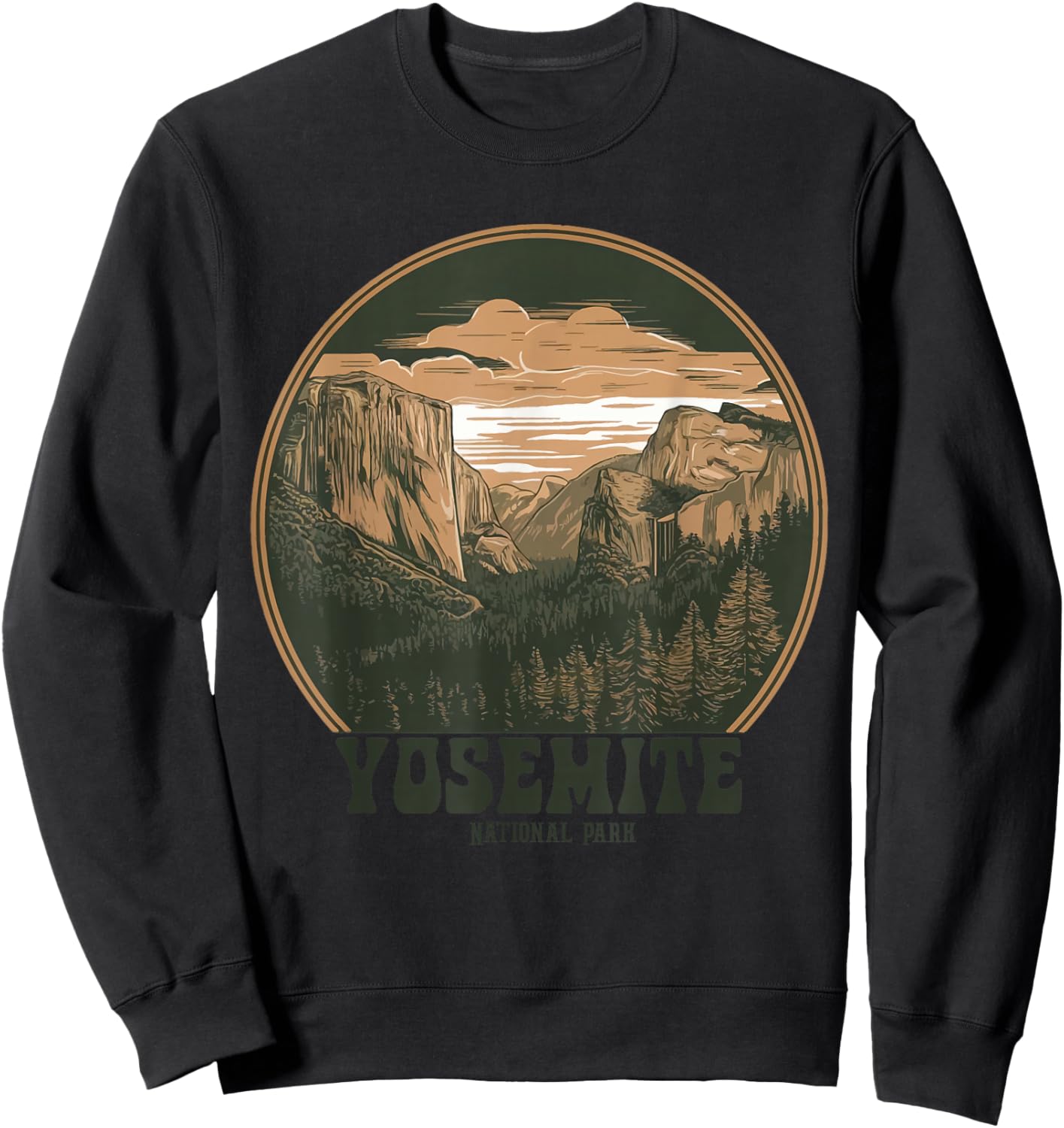 Retro Yosemite Half-Dome Women-Men National Park 2026 Sweatshirt - Sweatshirt | Black