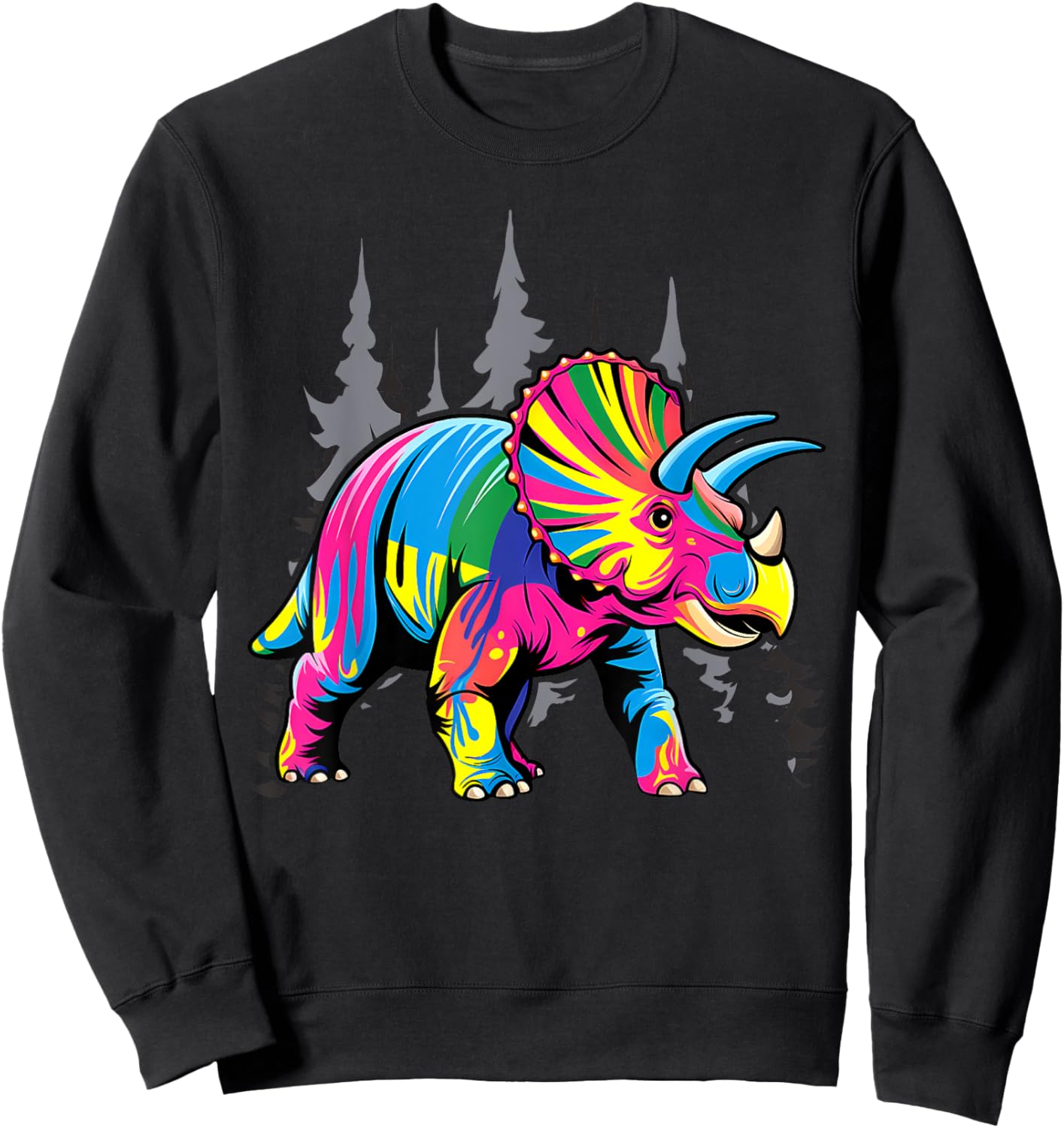 Tie Dye Triceratops Tie Dyed Dinosaur Prehistoric Dino Sweatshirt - Sweatshirt | Black