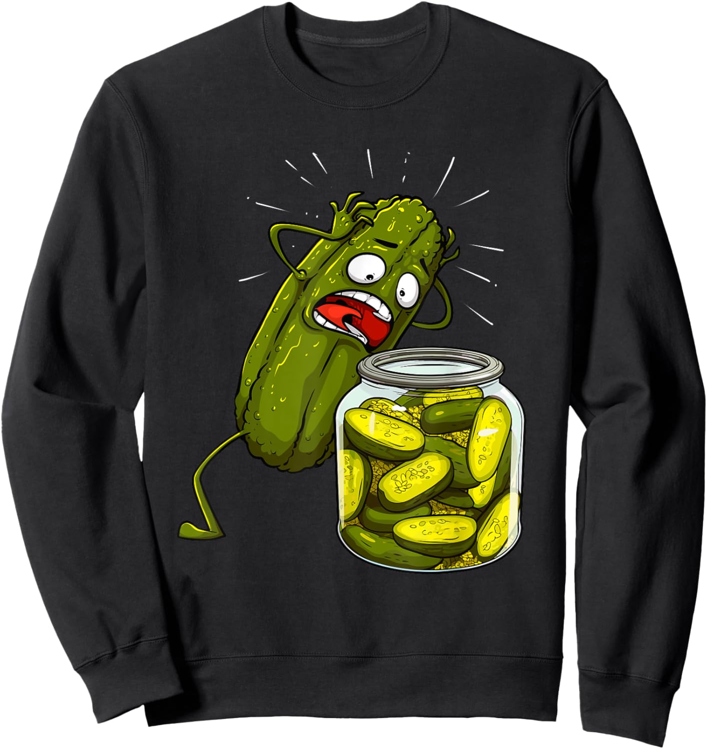 Best Pickle Art Women Kids Jarr Dill Pickle Novelty Sweatshirt - Sweatshirt | Black