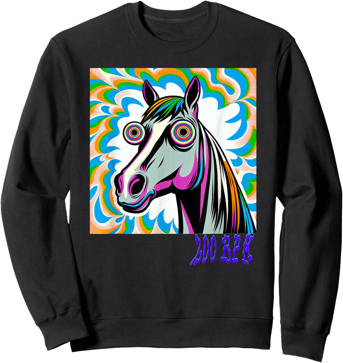 Techno Uptempo Horse 200 BPM Sweatshirt - Sweatshirt | Black
