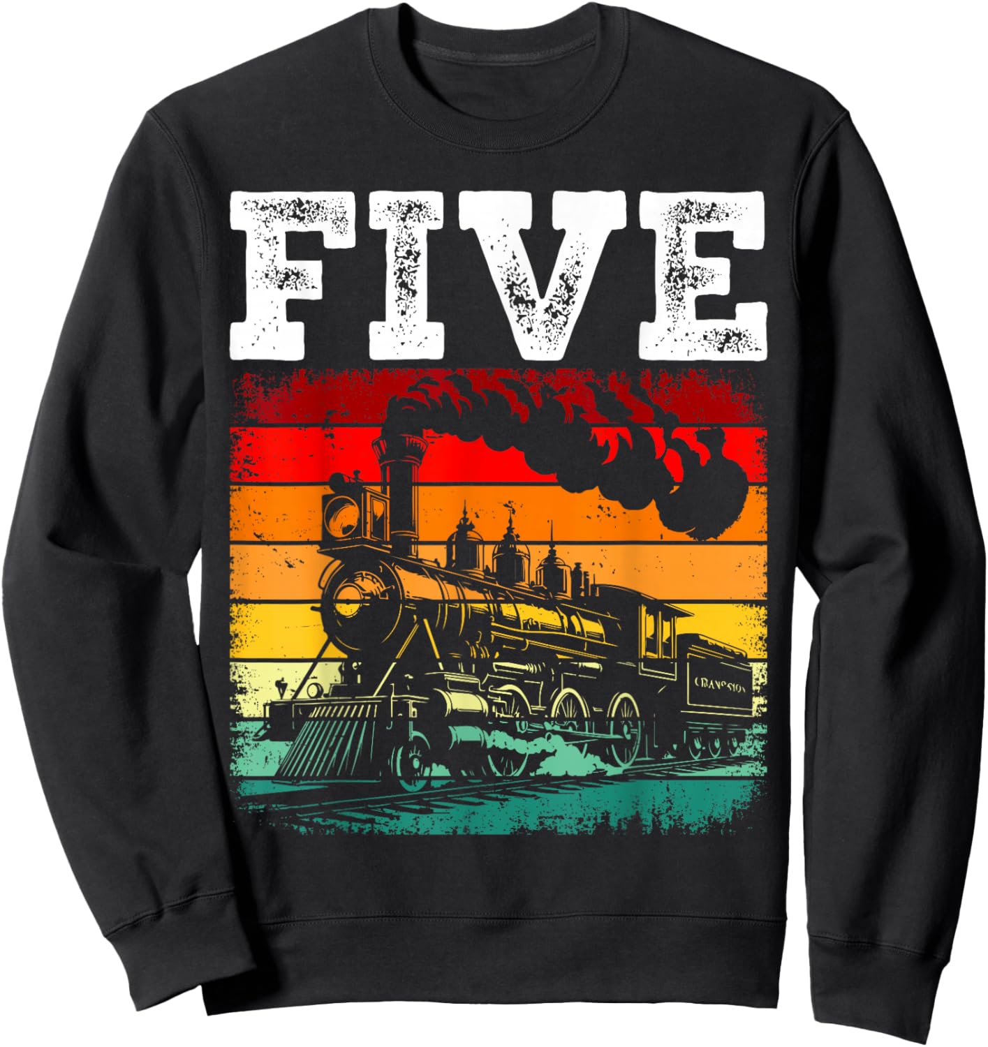 5 Year Old Boy Trains 5th Birthday Locomotive Train Sweatshirt - Sweatshirt | Black