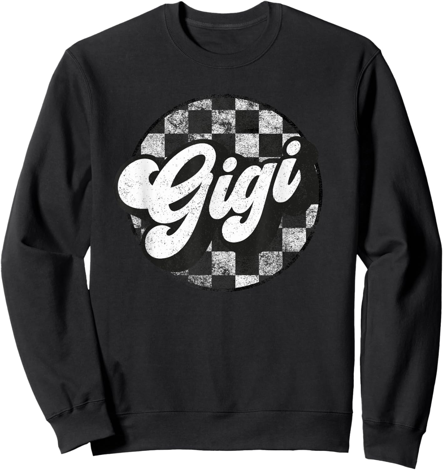 Funny Retro Checkered Gigi Race Vintage Matching Family Sweatshirt - Sweatshirt | Black
