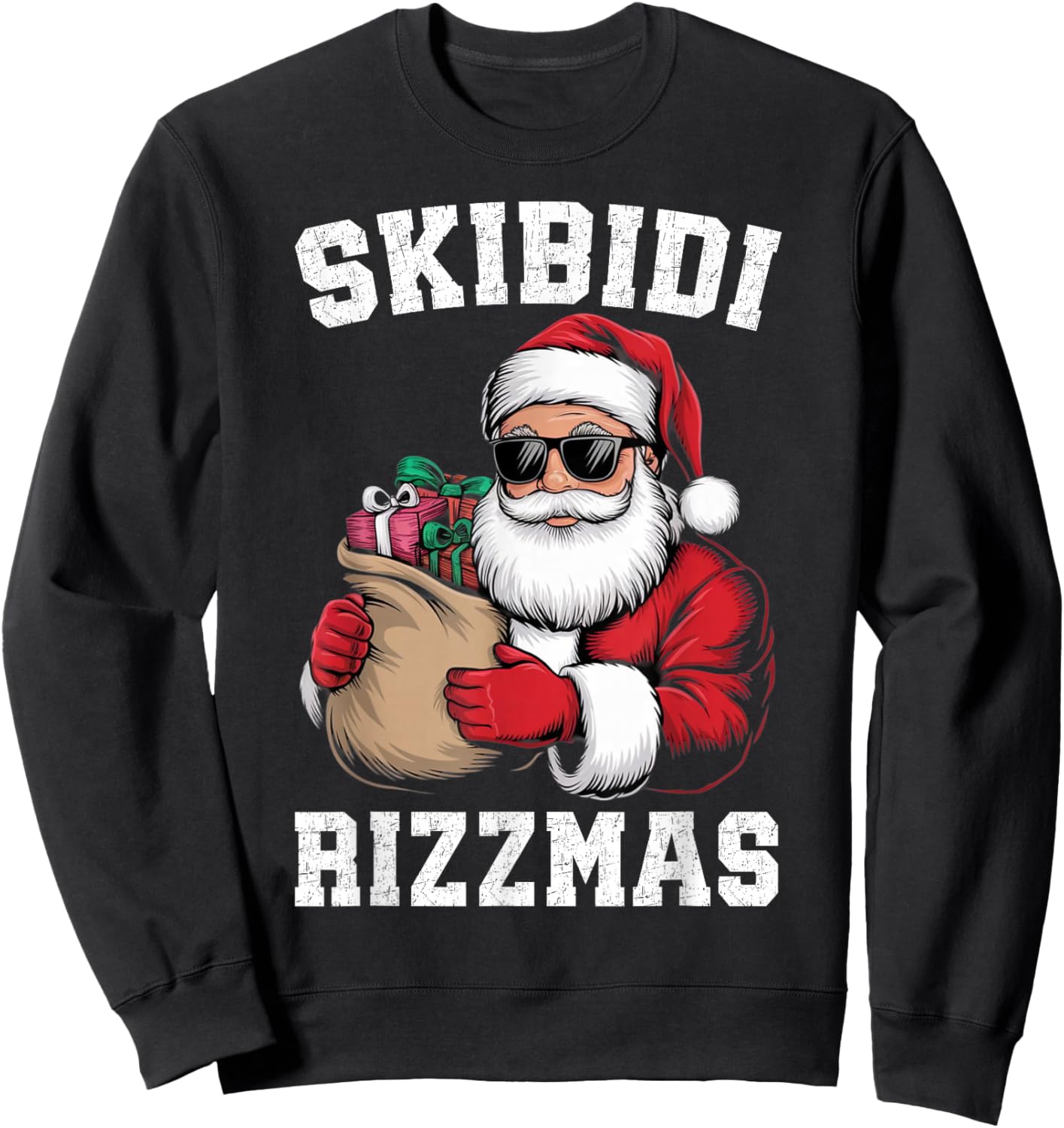 Skibidi Rizzmas Christmas Rizz Santa Claus Funny Xmas Sweatshirt - Sweatshirt | Black