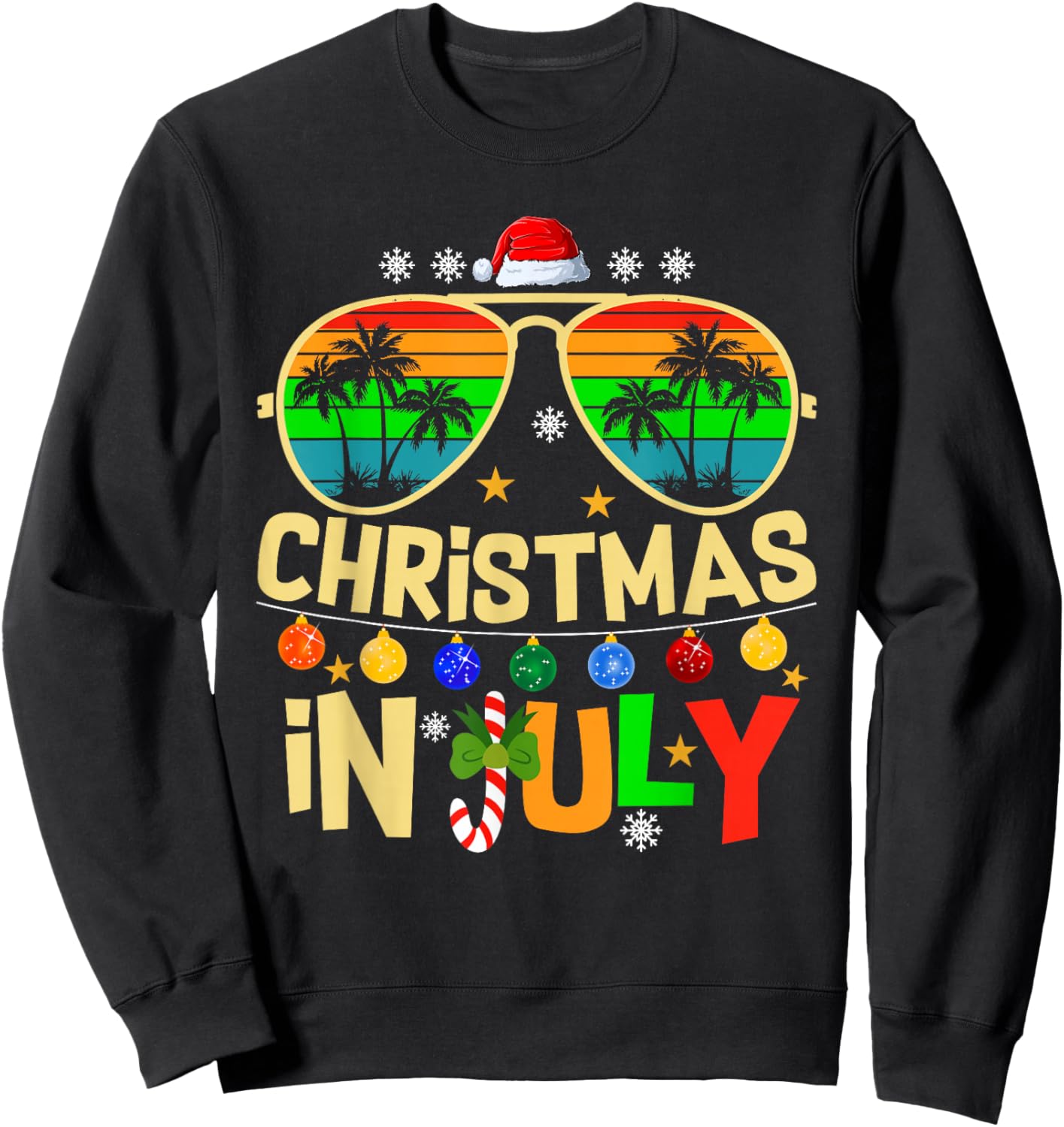 Santa Claus Sunglasses Beach Christmas in July Men Women Kid Sweatshirt - Sweatshirt | Black