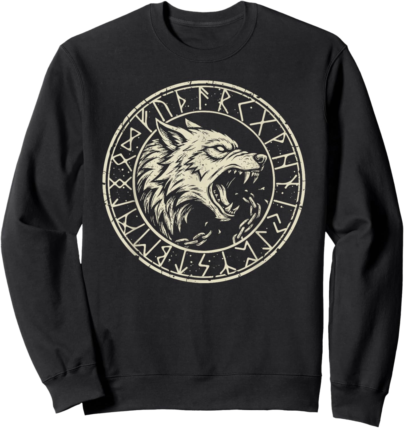 Fenrir Wolf Odins Runes Fenrirwolf Viking Warrior Walhalla Sweatshirt - Sweatshirt | Black