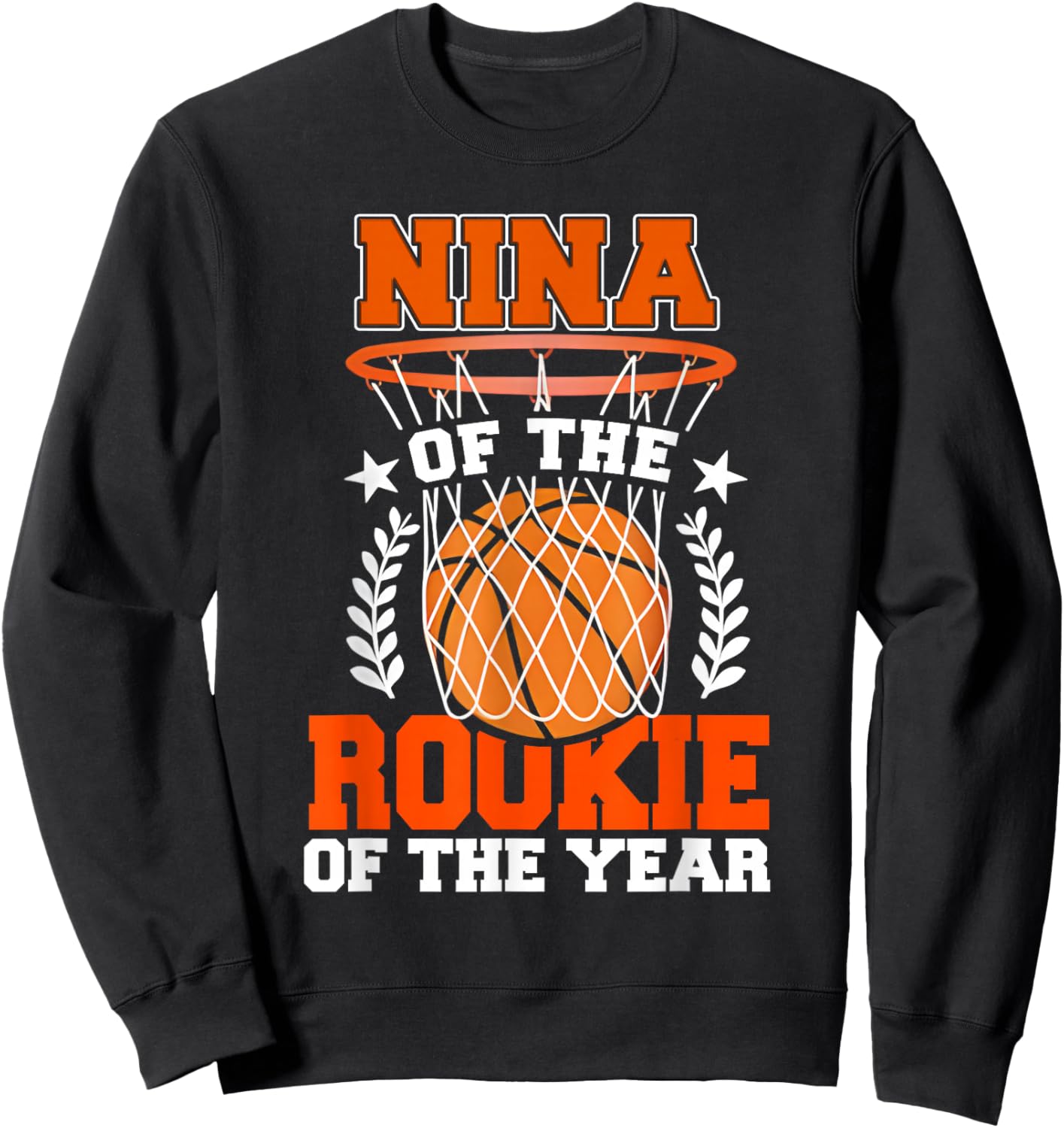 Nina of Rookie 1st Basketball Bday Theme Matching Sweatshirt - Sweatshirt | Black