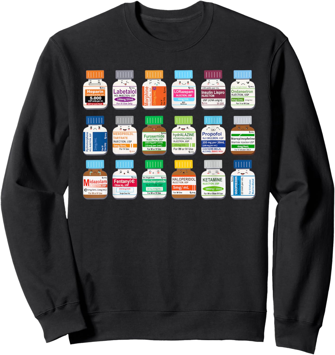 Medication Vial Medical Bottles Nurse Pharmacy Pharmacists Sweatshirt - Sweatshirt | Black