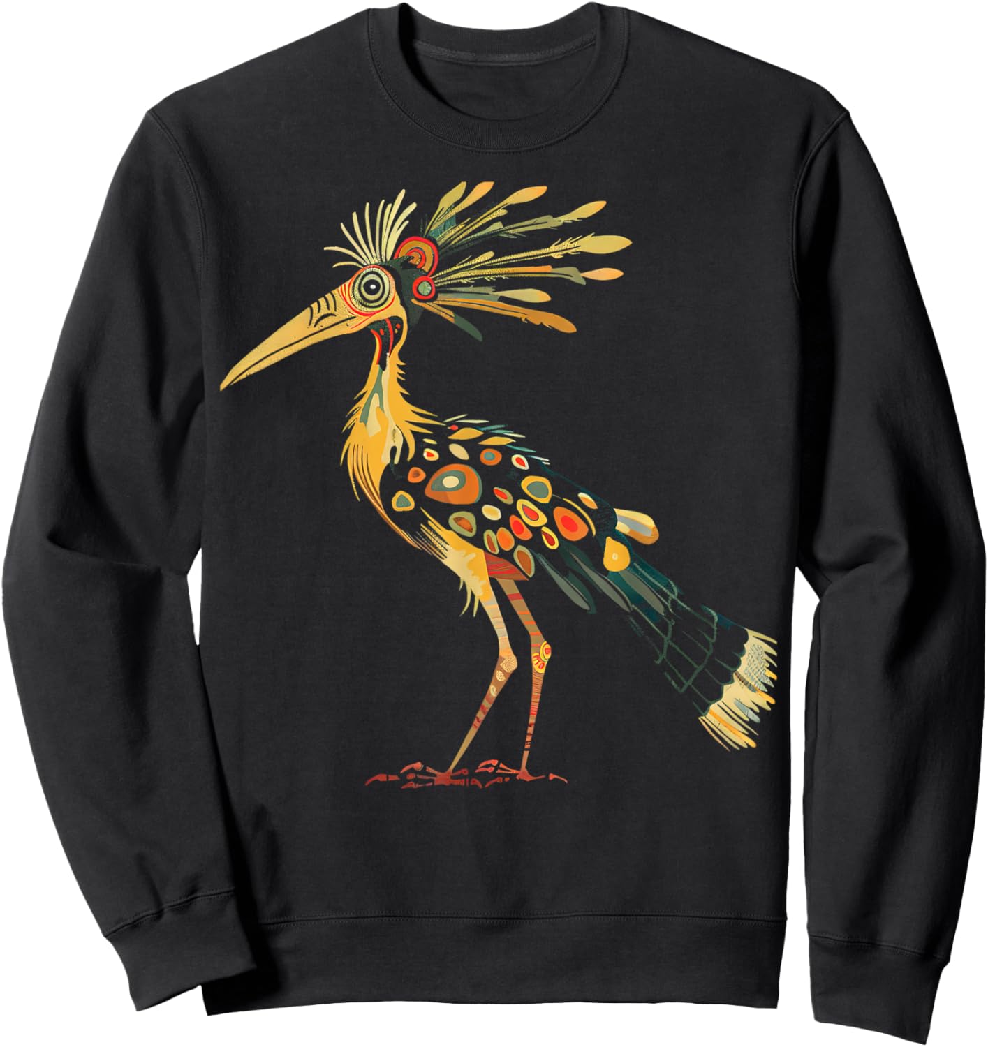 Tribal Bird Abstract Orange and Black Design Sweatshirt - Sweatshirt | Black
