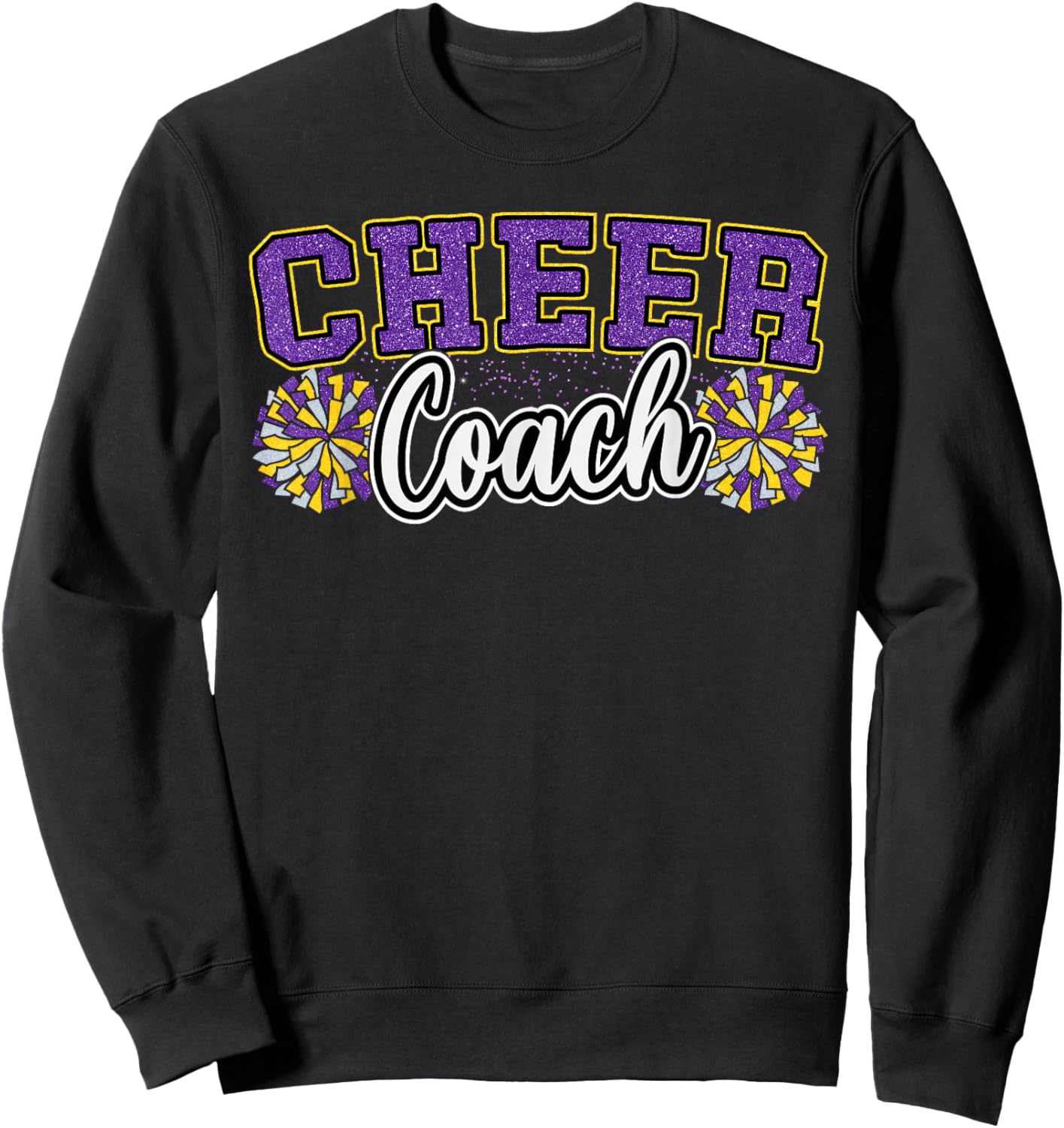 Loud Proud Cheer Coach Pom Poms Purple Cheerleader Women Sweatshirt - Sweatshirt | Black