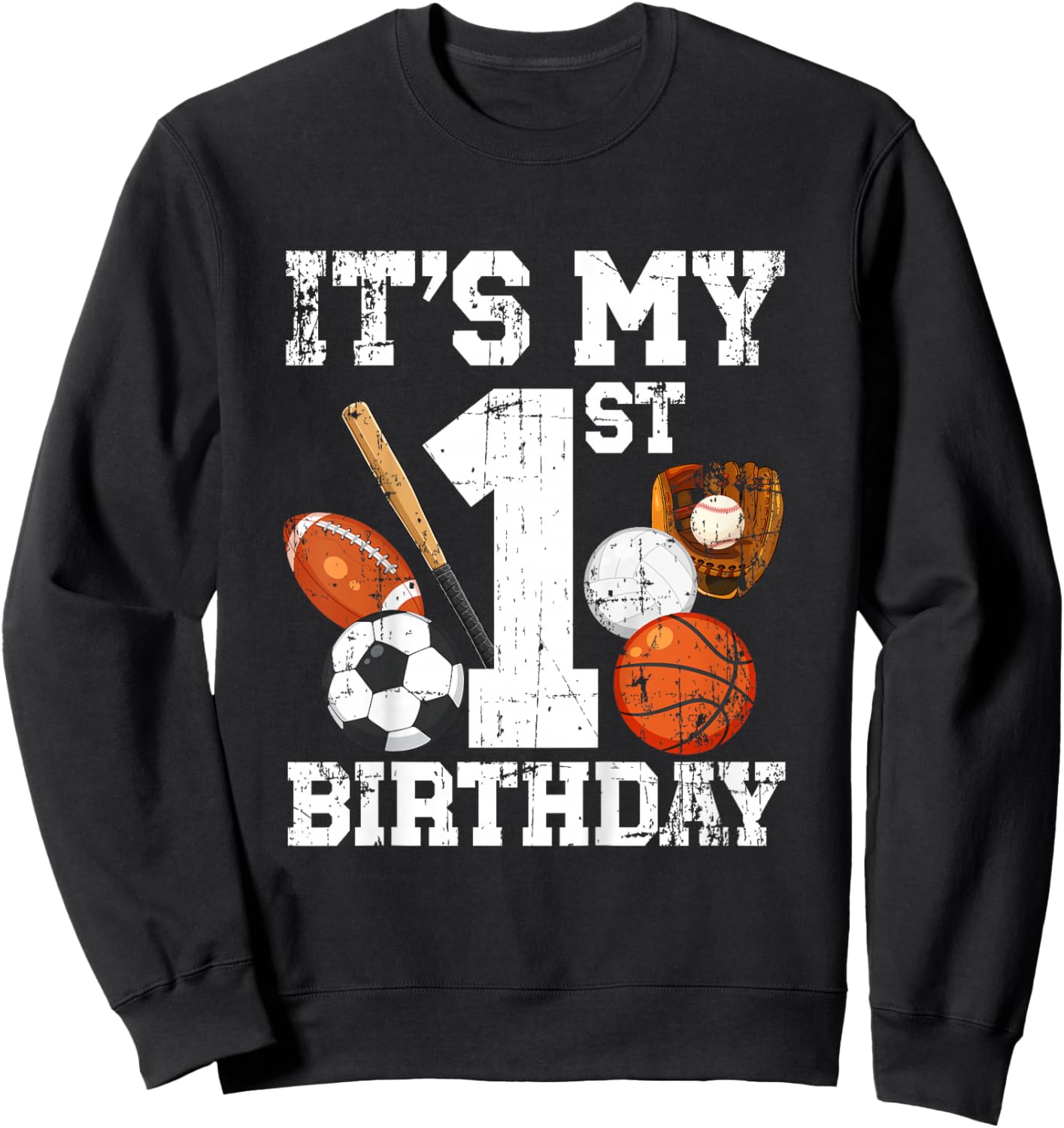 Kids 1st Birthday Sports Birthday Party One Year Old Boy Birthday Sweatshirt - Sweatshirt | Black