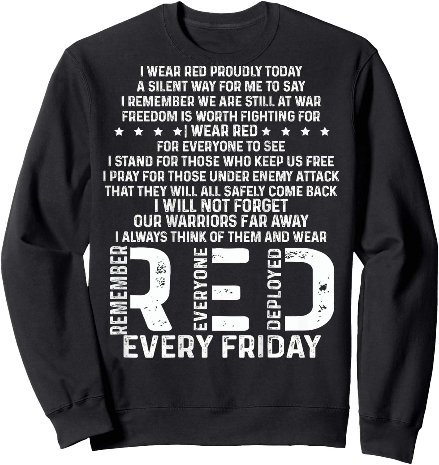 Red Friday Remember The Deployed Military Troops Poem Sweatshirt - Sweatshirt | Black