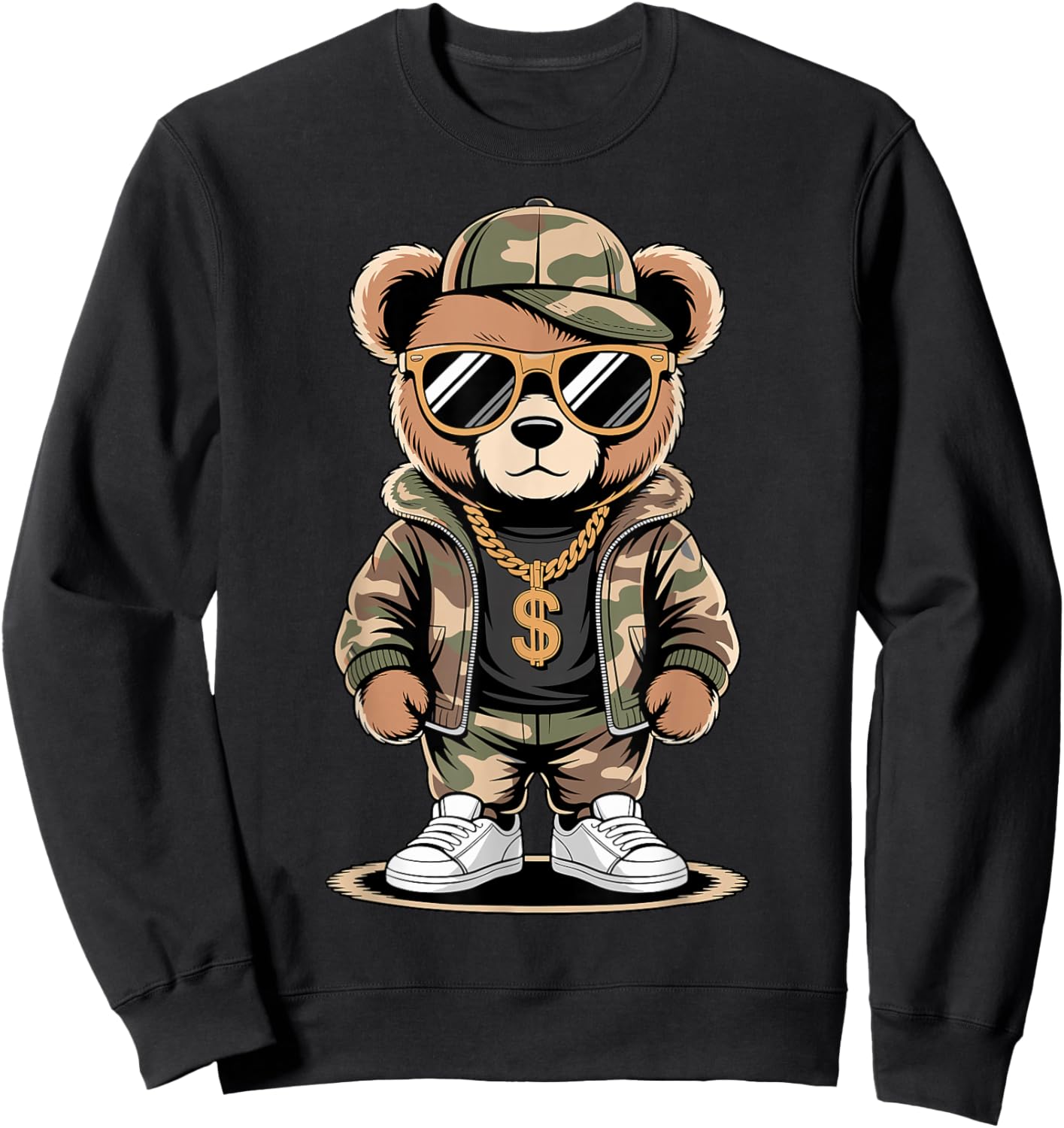 Hip Hop Teddy Bear Sweatshirt - Sweatshirt | Black