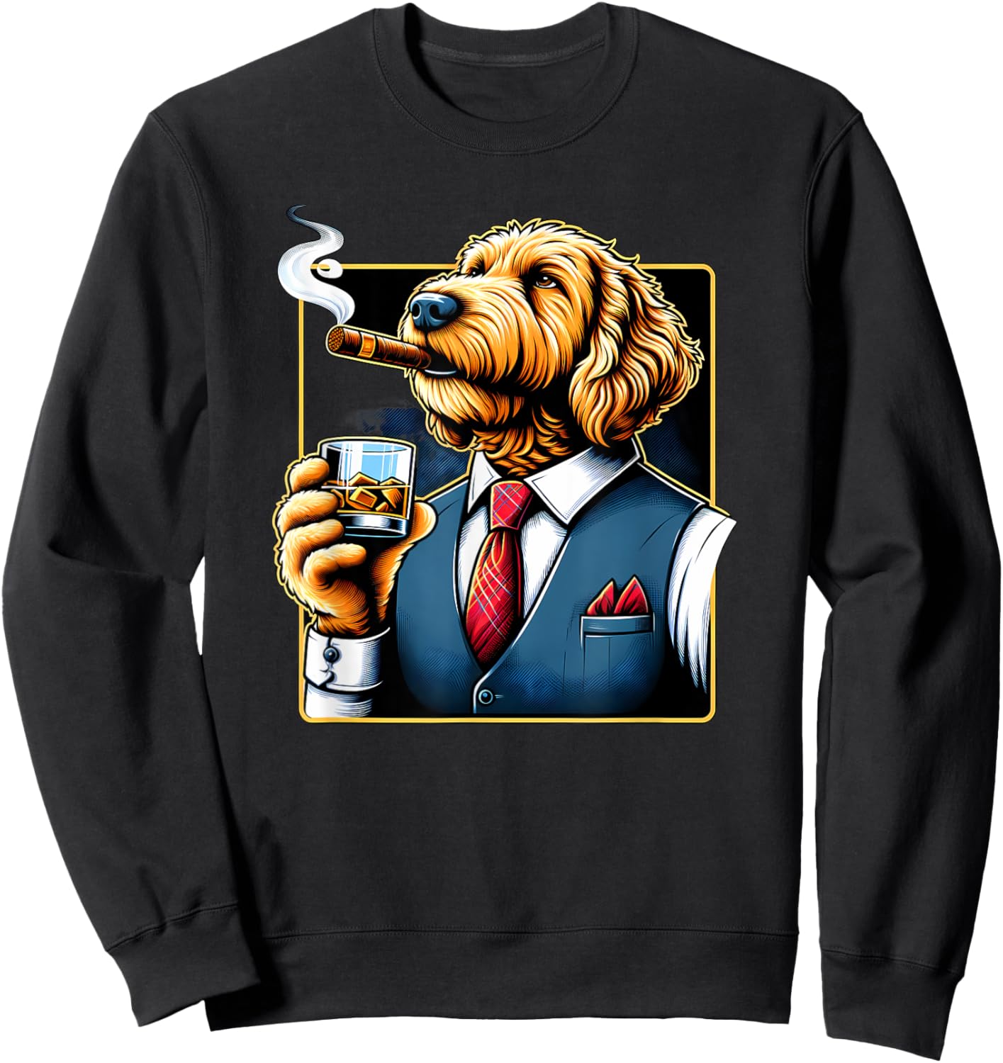 Labradoodle Dog Cigar And Whiskey Sweatshirt - Sweatshirt | Black
