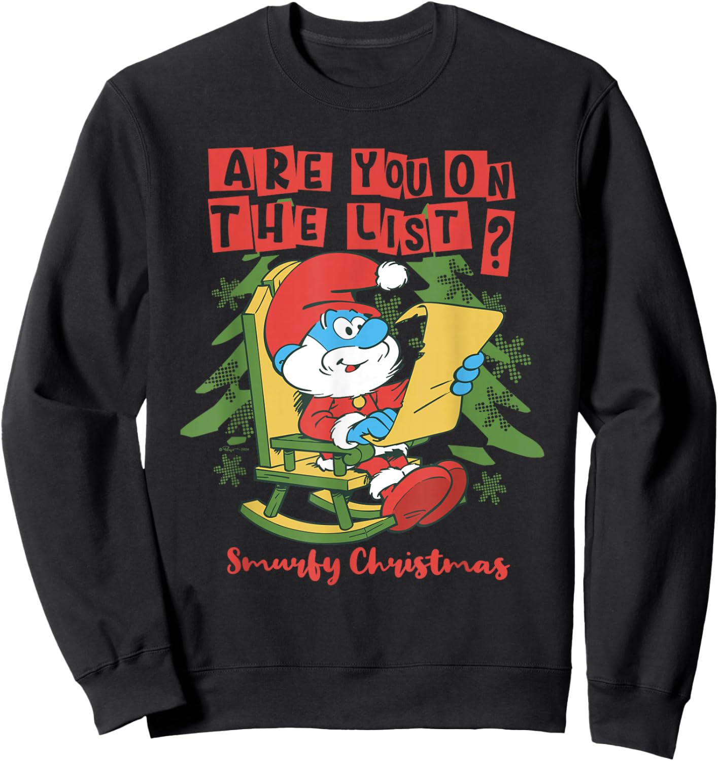 The Smurfs Christmas, Papa Smurf Are You On The List Sweatshirt - Sweatshirt | Black