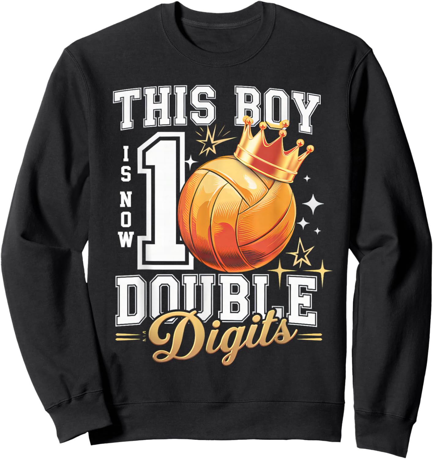 This Boy Double Digits Ten Volleyball 10 Years Old Birthday Sweatshirt - Sweatshirt | Black