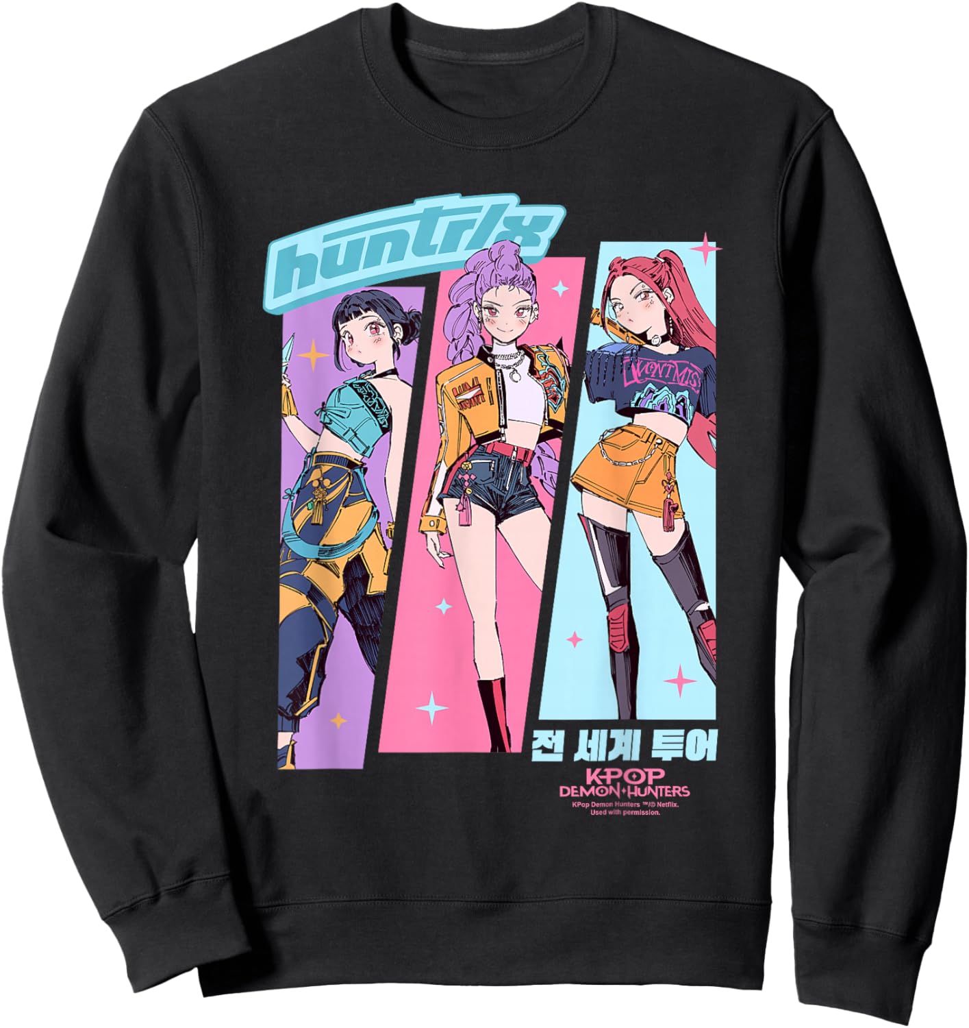 KPop Demon Hunters Huntrix Anime Sketch Sweatshirt - Sweatshirt | Black