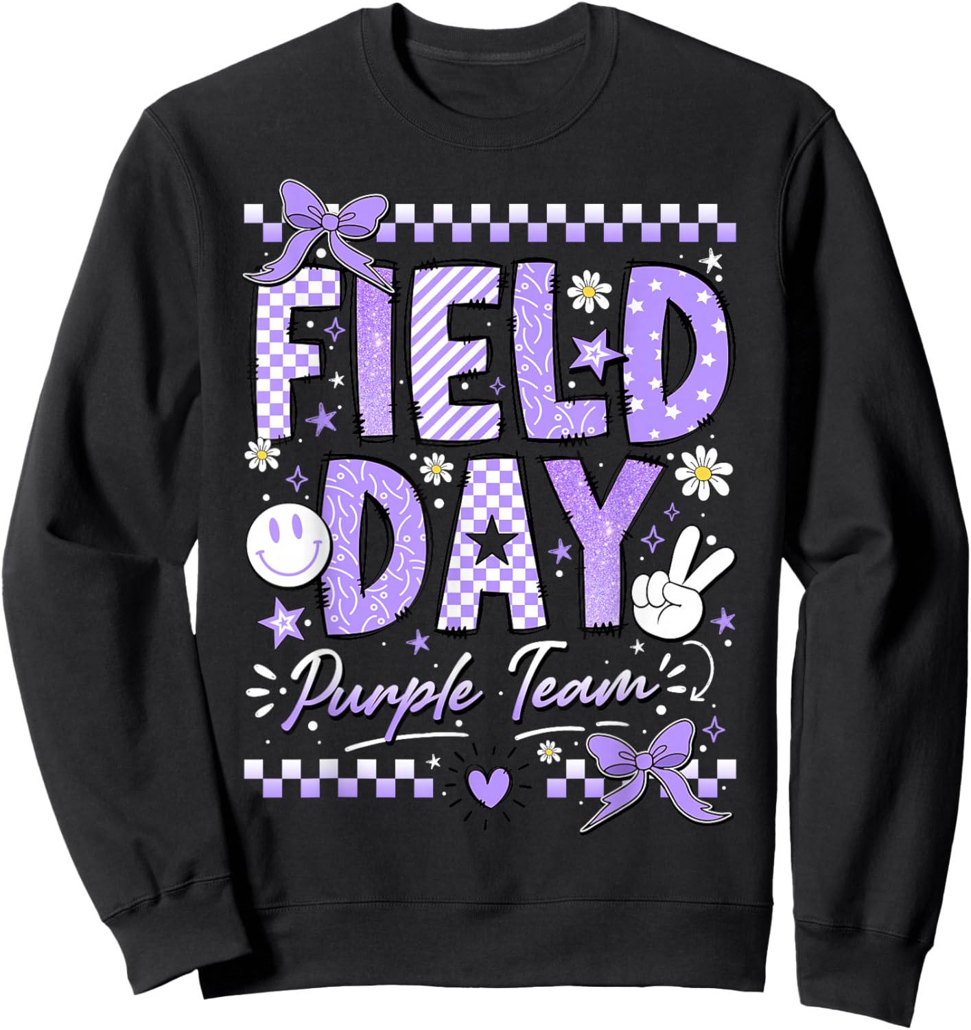 Purple Team Happy Field Day School Trip for Teacher Student Sweatshirt - Sweatshirt | Black