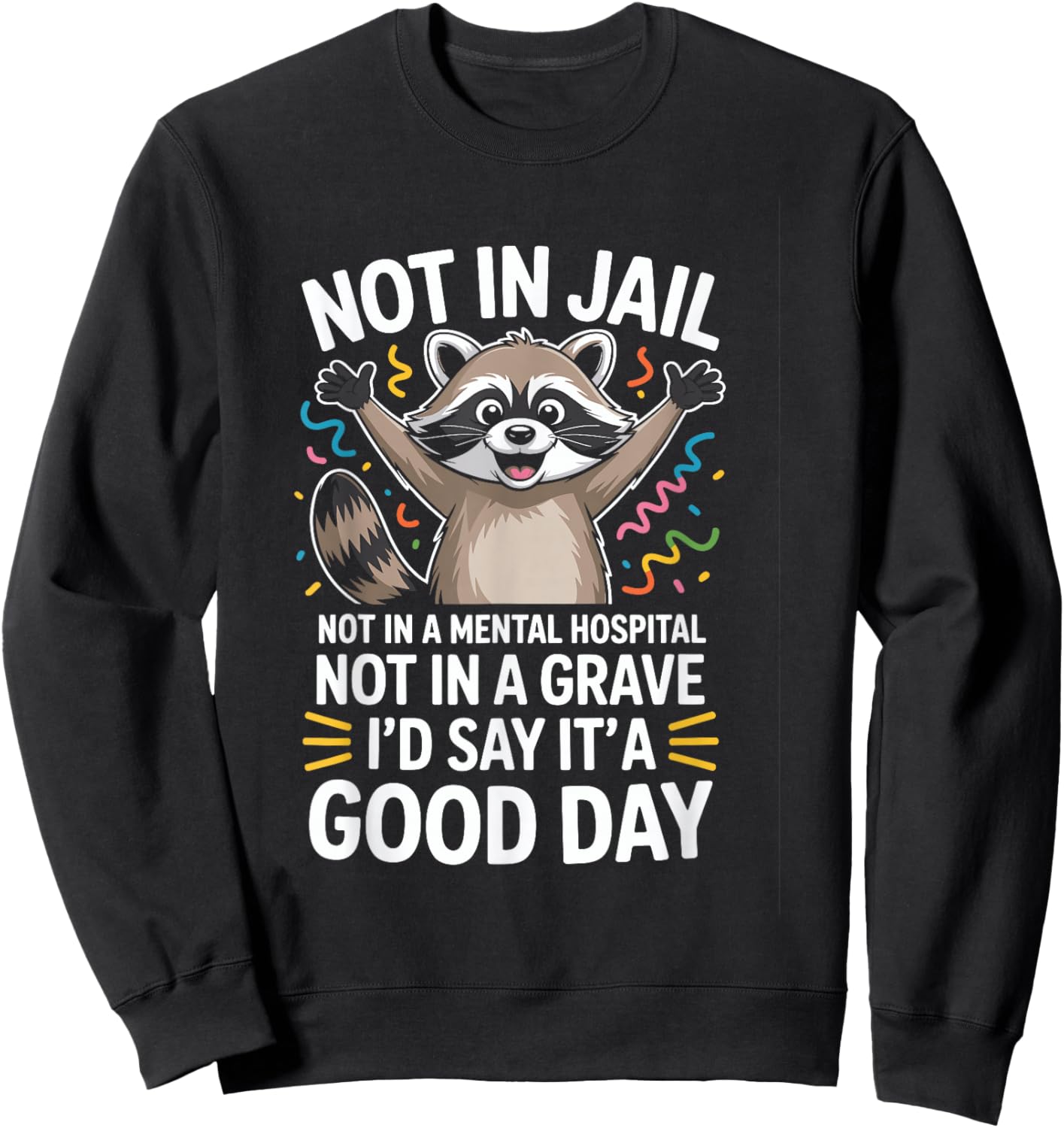 Not in Jail Not in A Mental Hospital Not in A Grave Funny Sweatshirt - Sweatshirt | Black