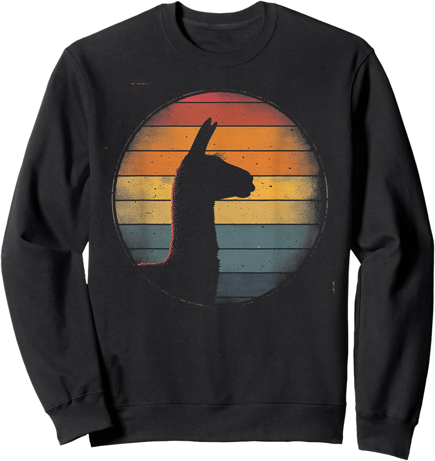 Llama Alpaca - Retro 70s 80s Graphic Vintage Men Women Kids Sweatshirt - Sweatshirt | Black