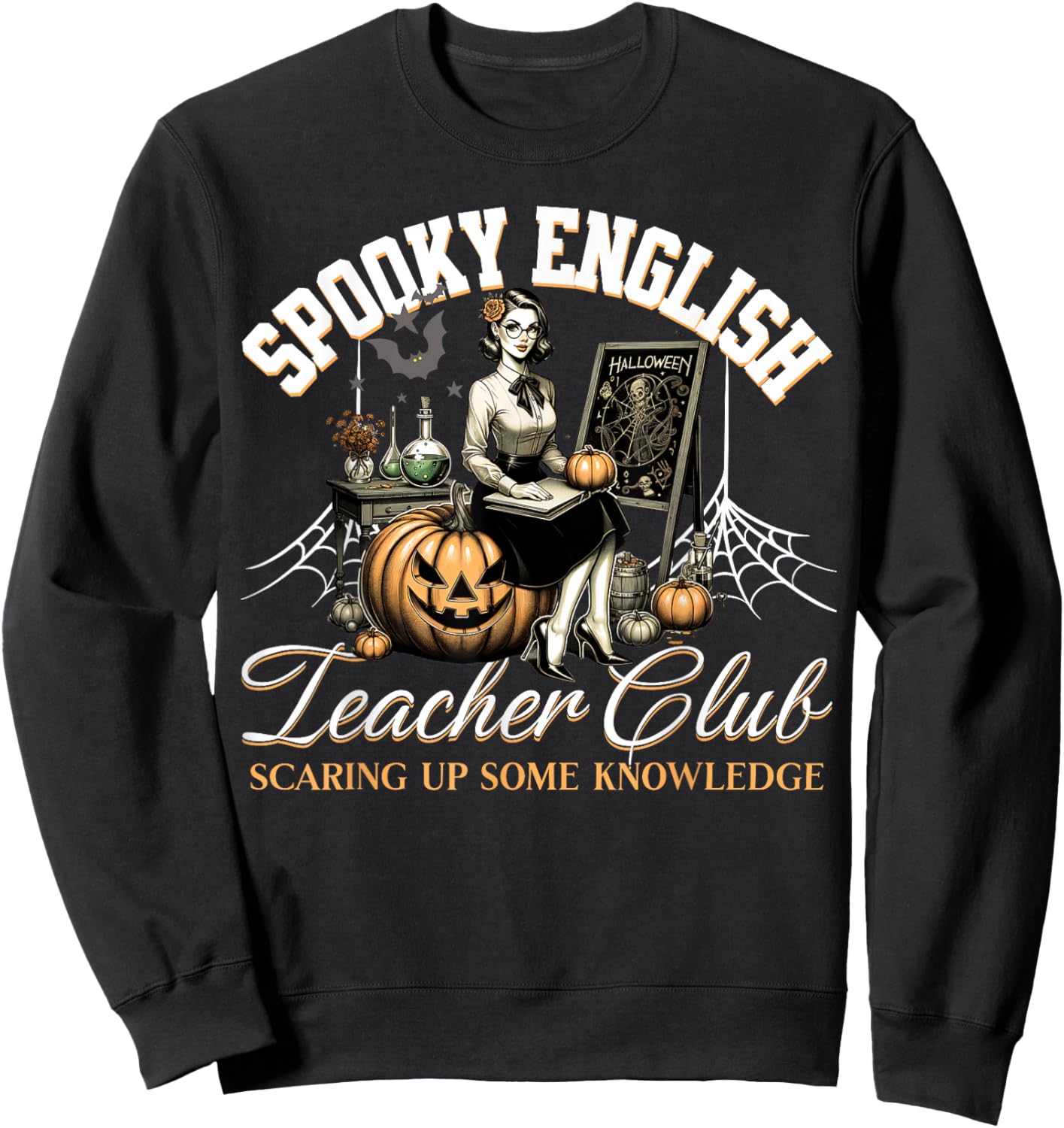 Spooky English Teacher Club Halloween Sweatshirt - Sweatshirt | Black