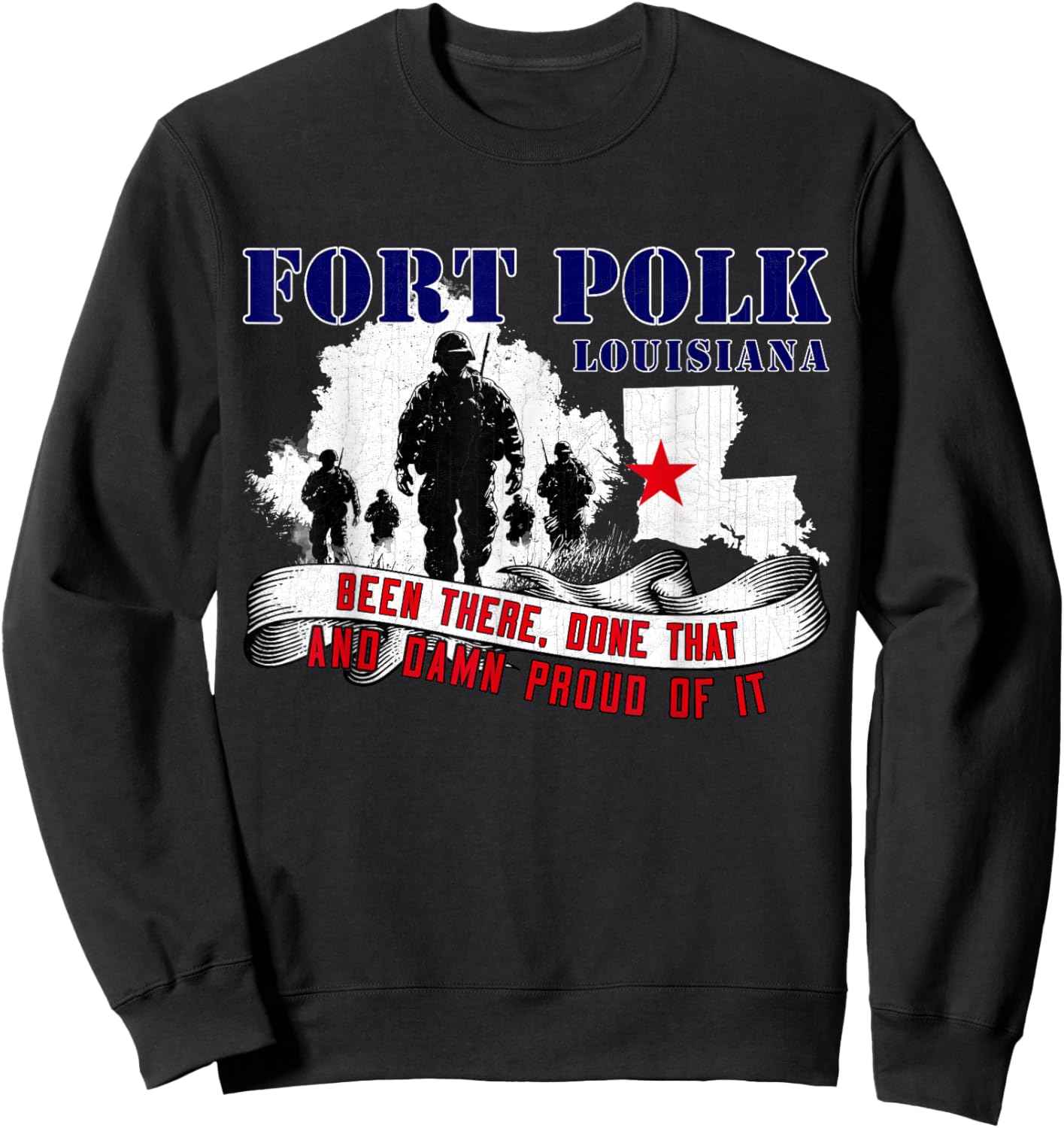 Fort Polk Louisiana US Military Base Veterans Day Gifts Sweatshirt - Sweatshirt | Black