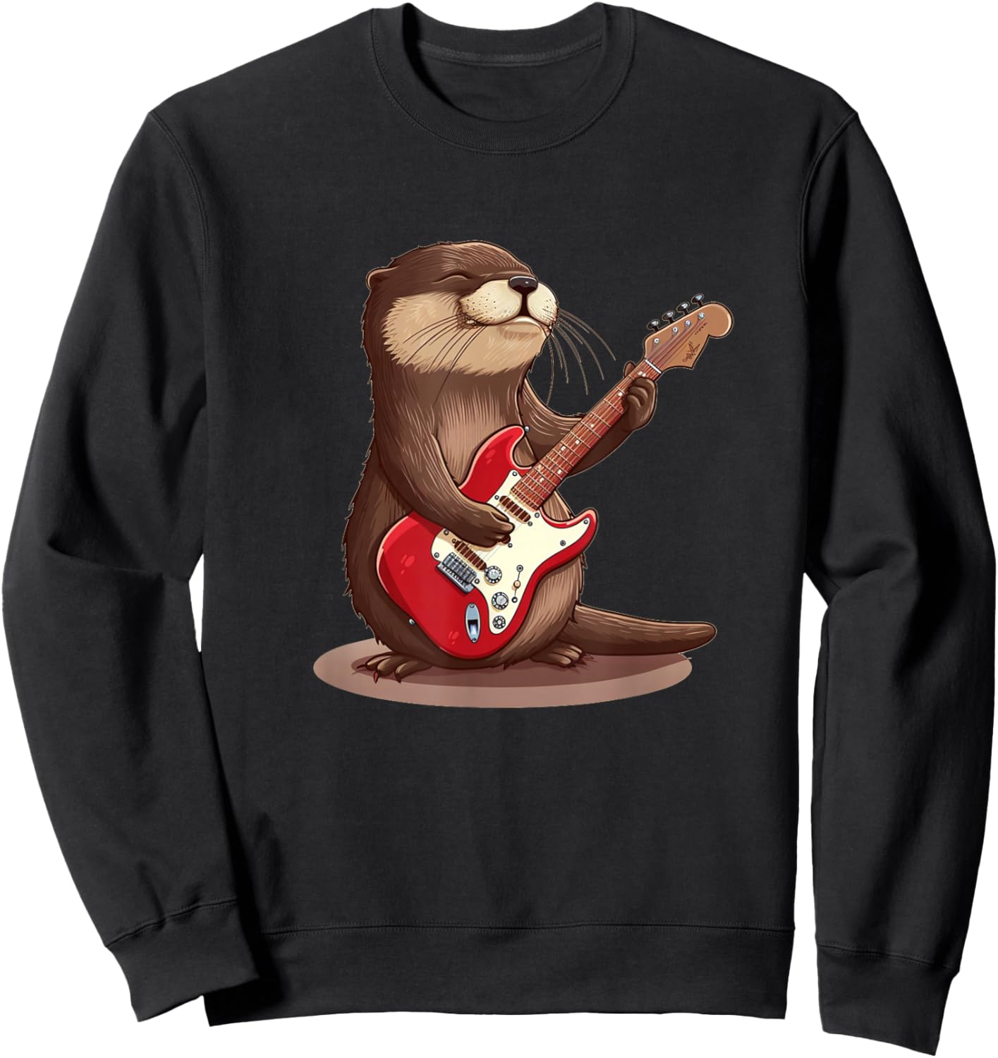 Cute Otter enjoy Guitar playing Costume Sweatshirt - Sweatshirt | Black
