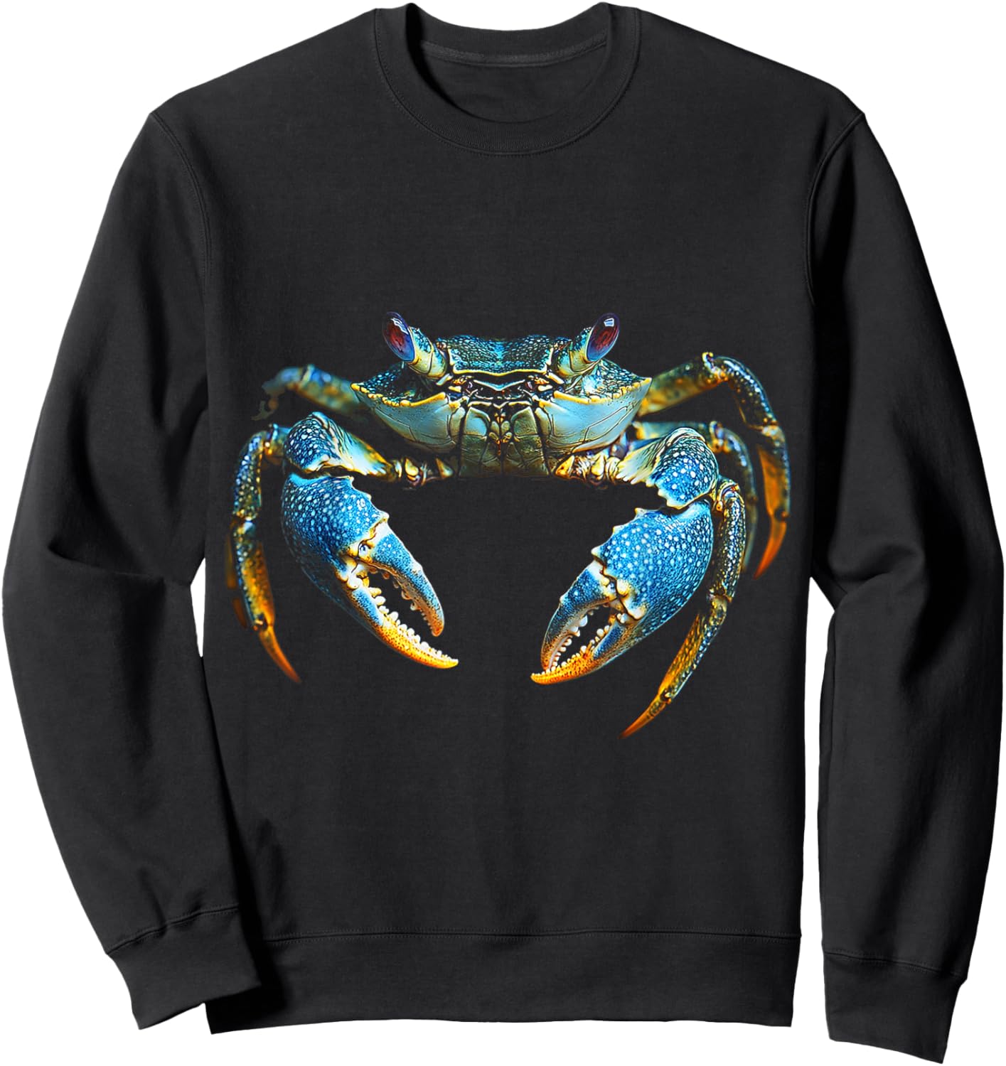 Crab Animal Motif Blue Eyes Illustration Crab Sweatshirt - Sweatshirt | Black