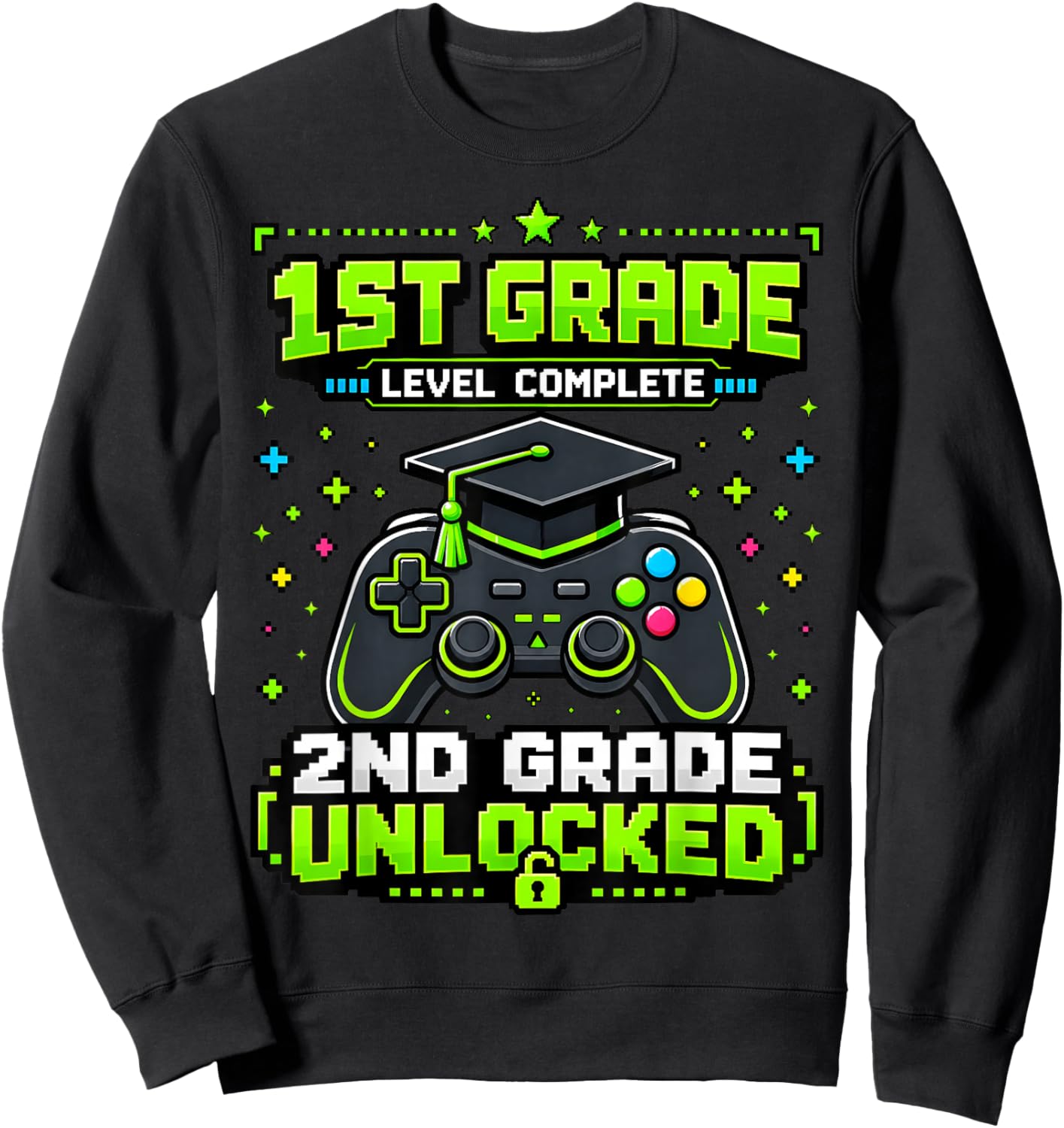 1st Grade Graduation 2nd Grade Unlocked Gamer Boys Kids Sweatshirt - Sweatshirt | Black