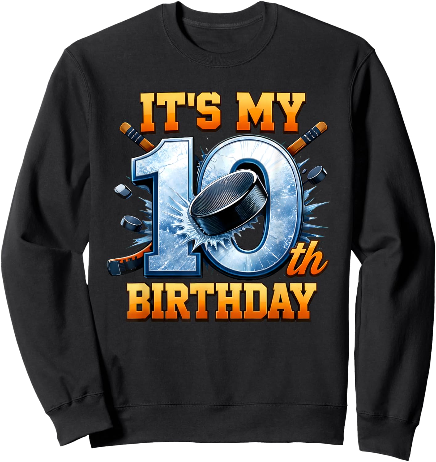 It's My 10th Birthday Ice Hockey Boy 10 Year Old Hockey Sweatshirt - Sweatshirt | Black