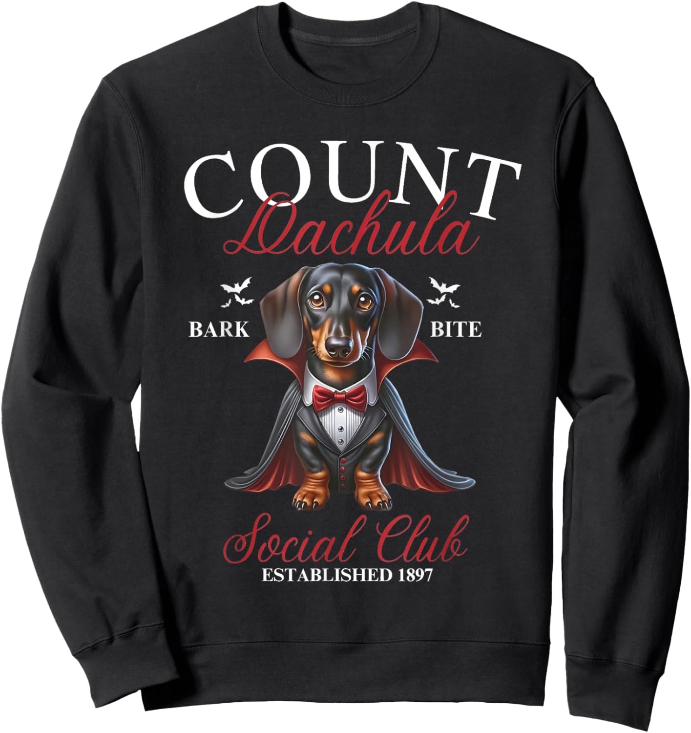 Dachshund Halloween Social Club Halloweenie Weiner Men Women Sweatshirt - Sweatshirt | Black