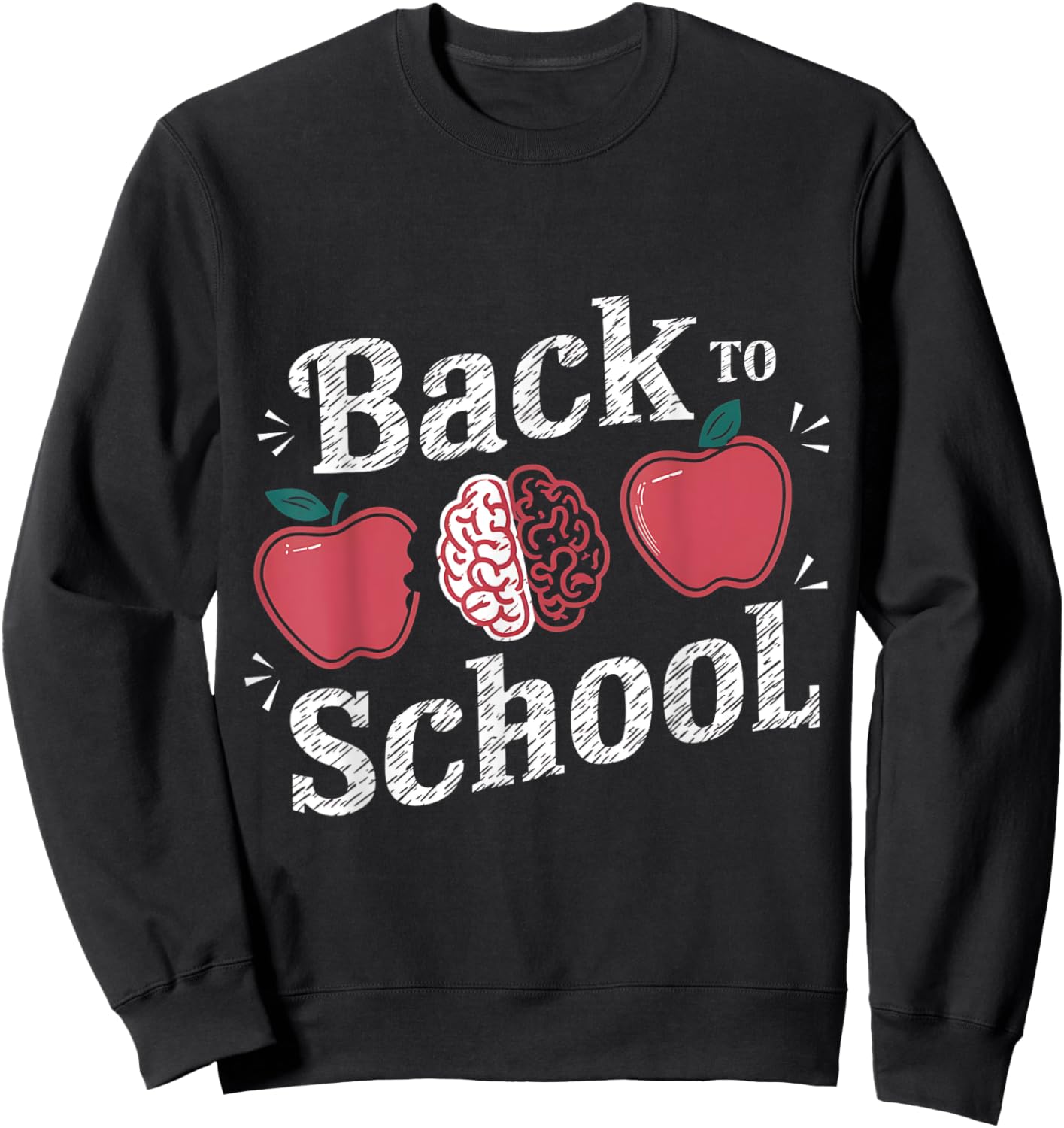Back to School Apple & Brain Fun Design For Teachers Kids Sweatshirt - Sweatshirt | Black
