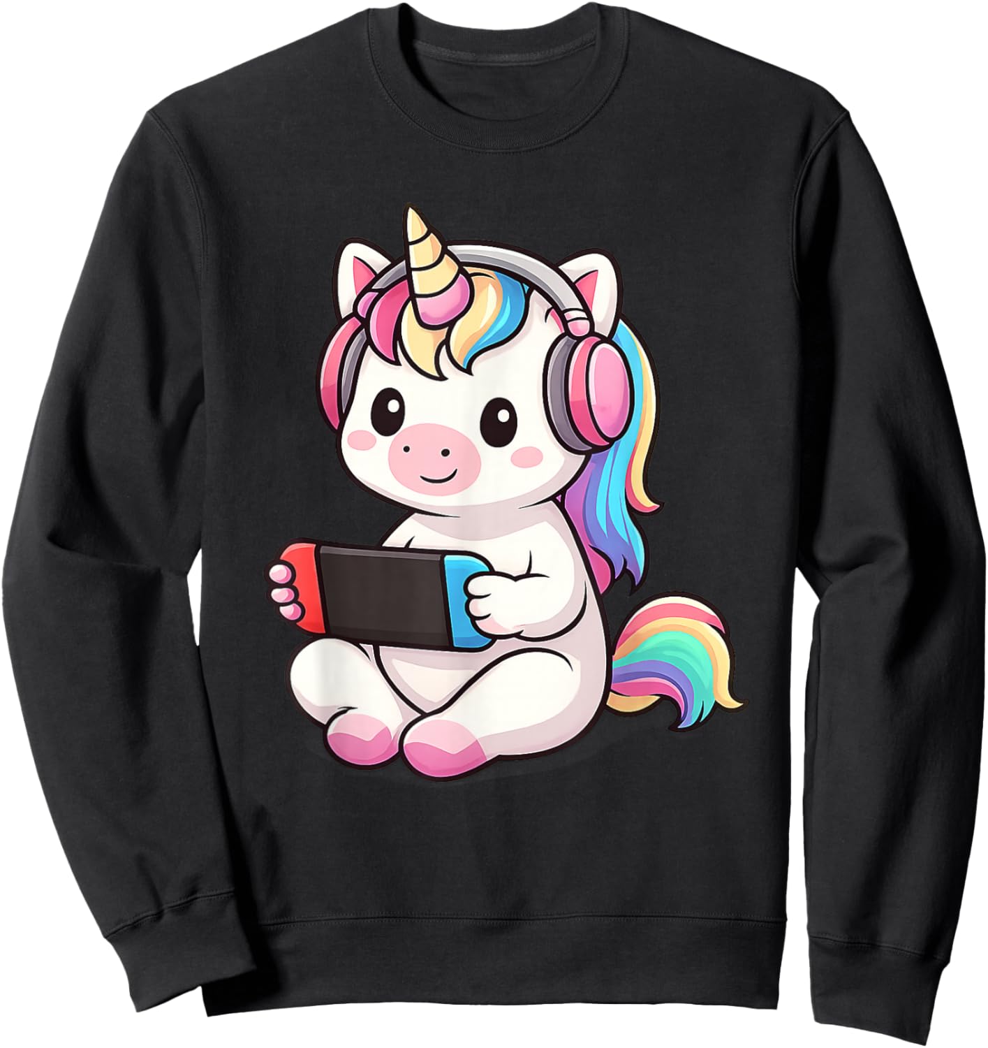 Kawaii Gamer Unicorn Playing Video Game Gaming Gifts Sweatshirt - Sweatshirt | Black