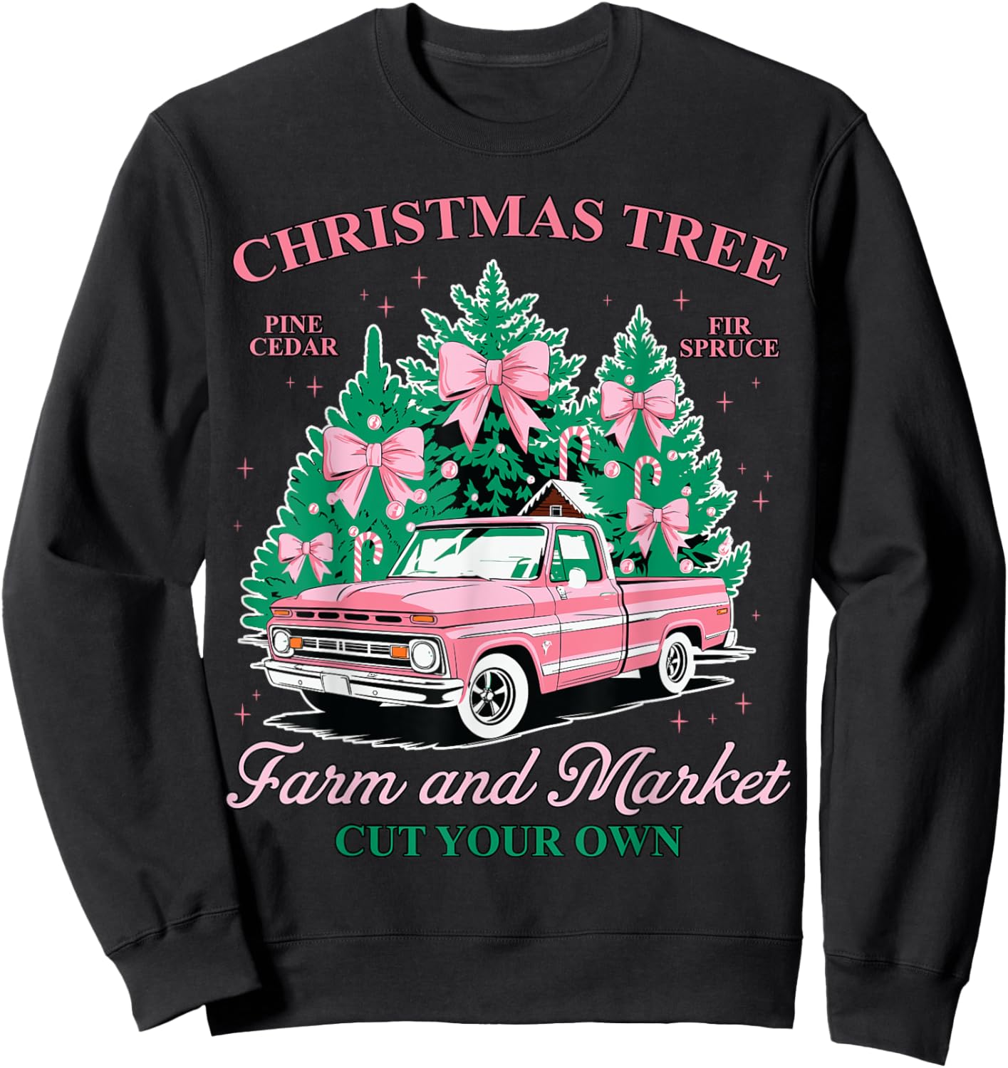 Vintage Christmas Tree Farm and Market Cut Your Own Holiday Sweatshirt - Sweatshirt | Black