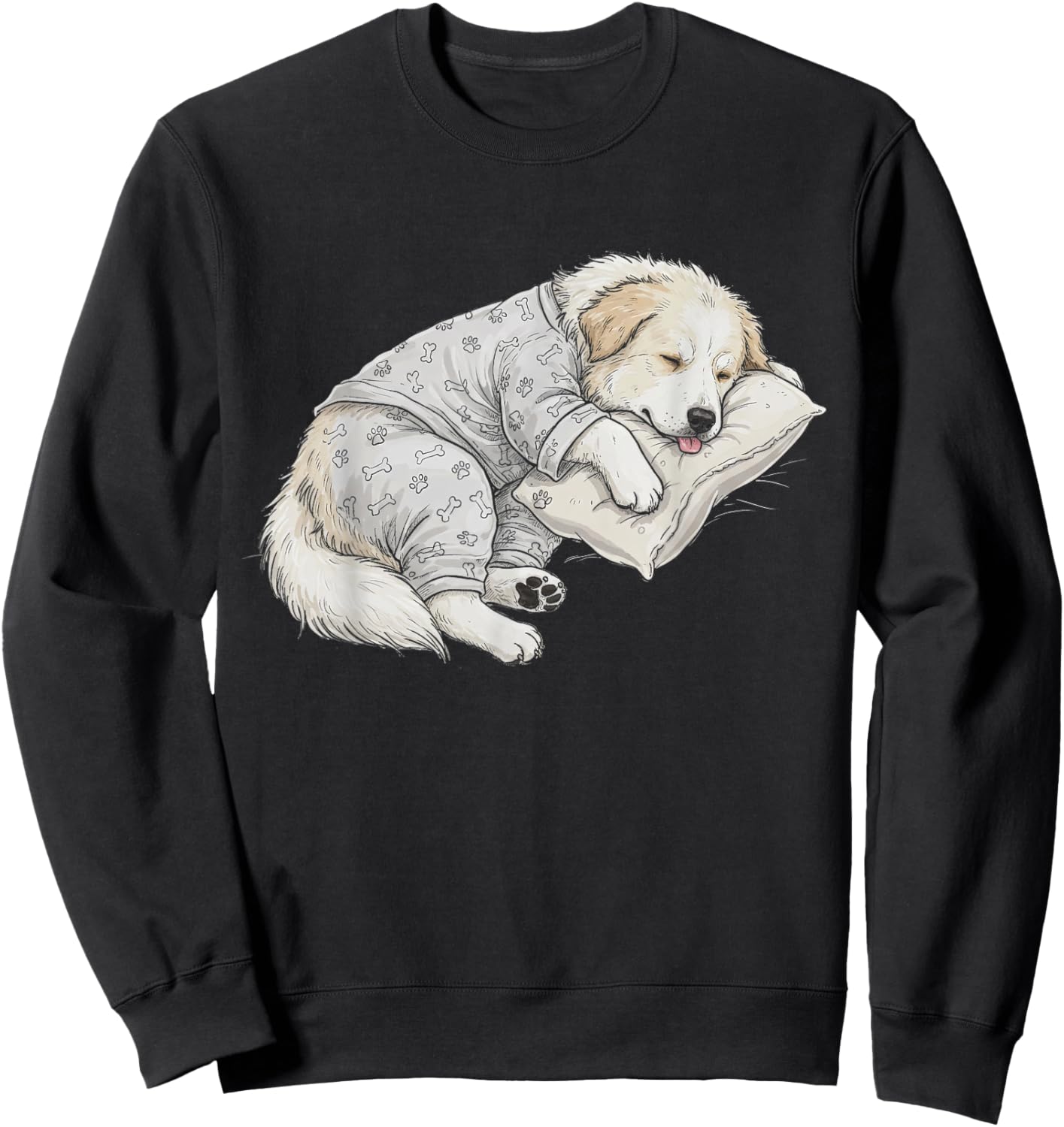 Funny Sleepy Great Pyrenees Pajama Men Women Kids Sweatshirt - Sweatshirt | Black