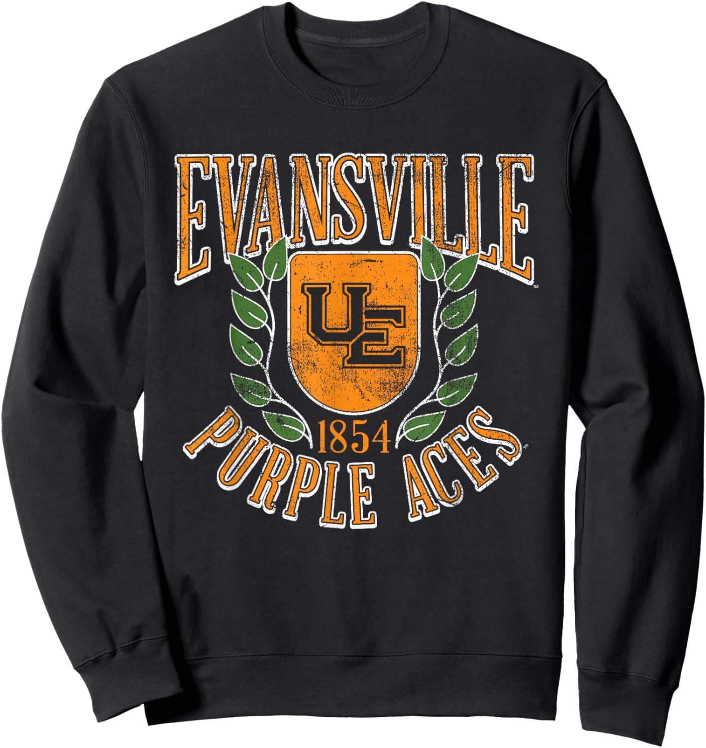 Evansville Purple Aces Retro Shield Officially Licensed Sweatshirt - Sweatshirt | Black