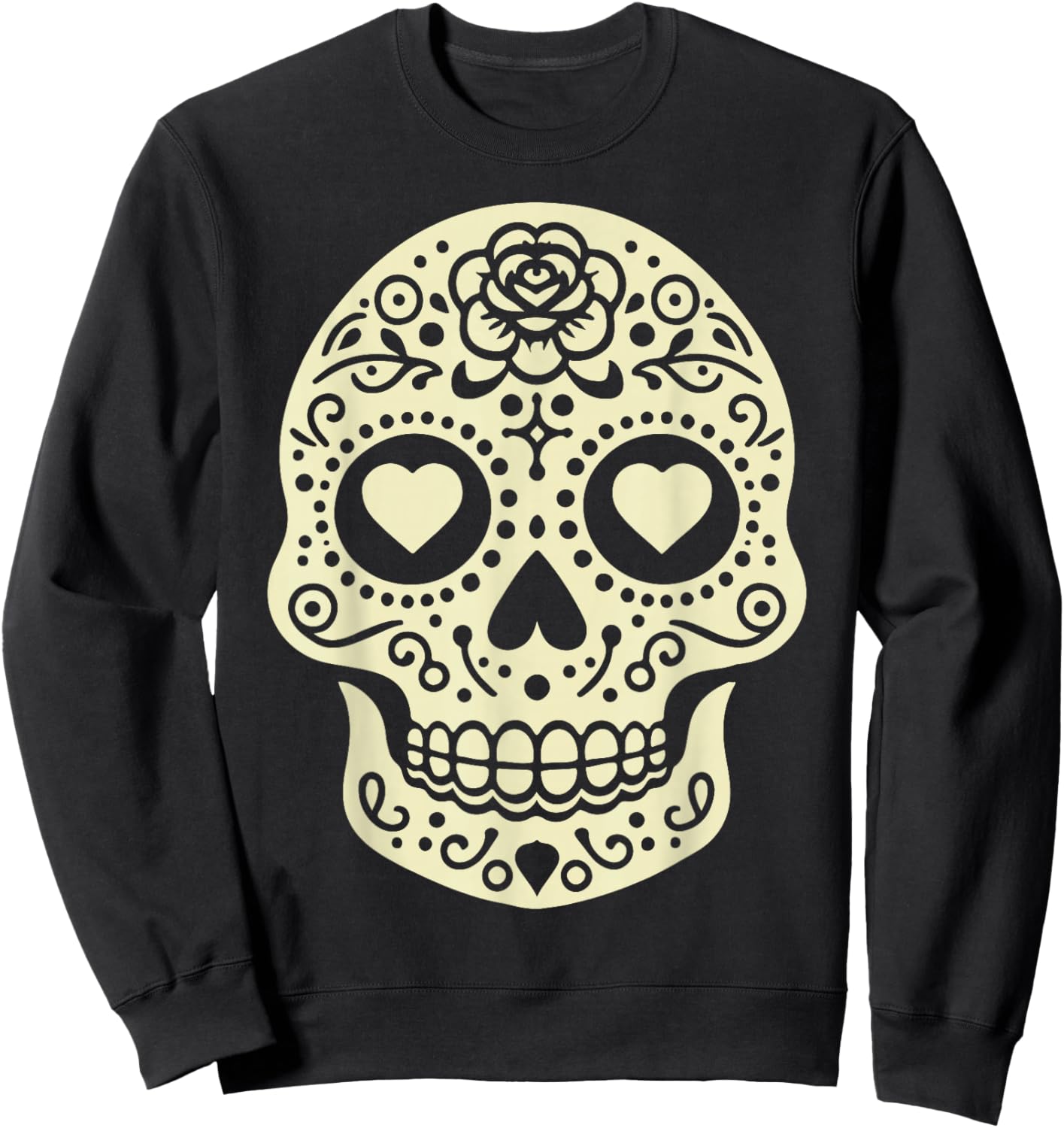 Valentine's Day Sugar Skull Hearts Love Sweatshirt - Sweatshirt | Black